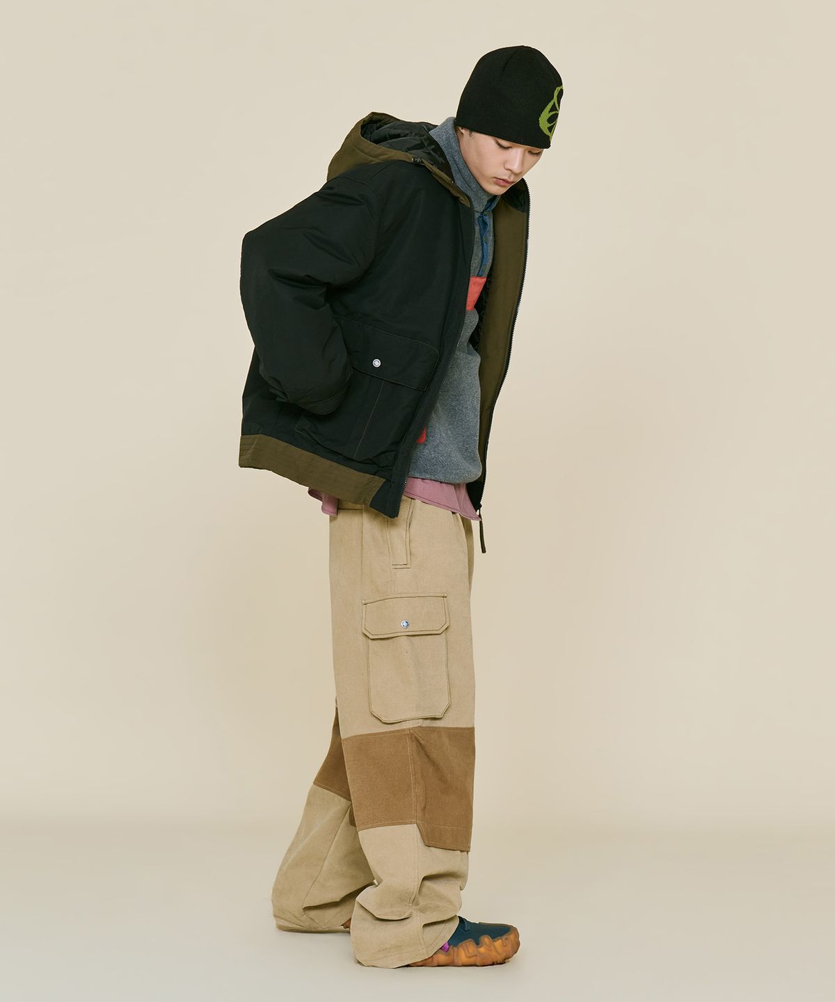 논타입(NONTYPE) CONTRAST FIREMAN CARGO PANTS (BEIGE)