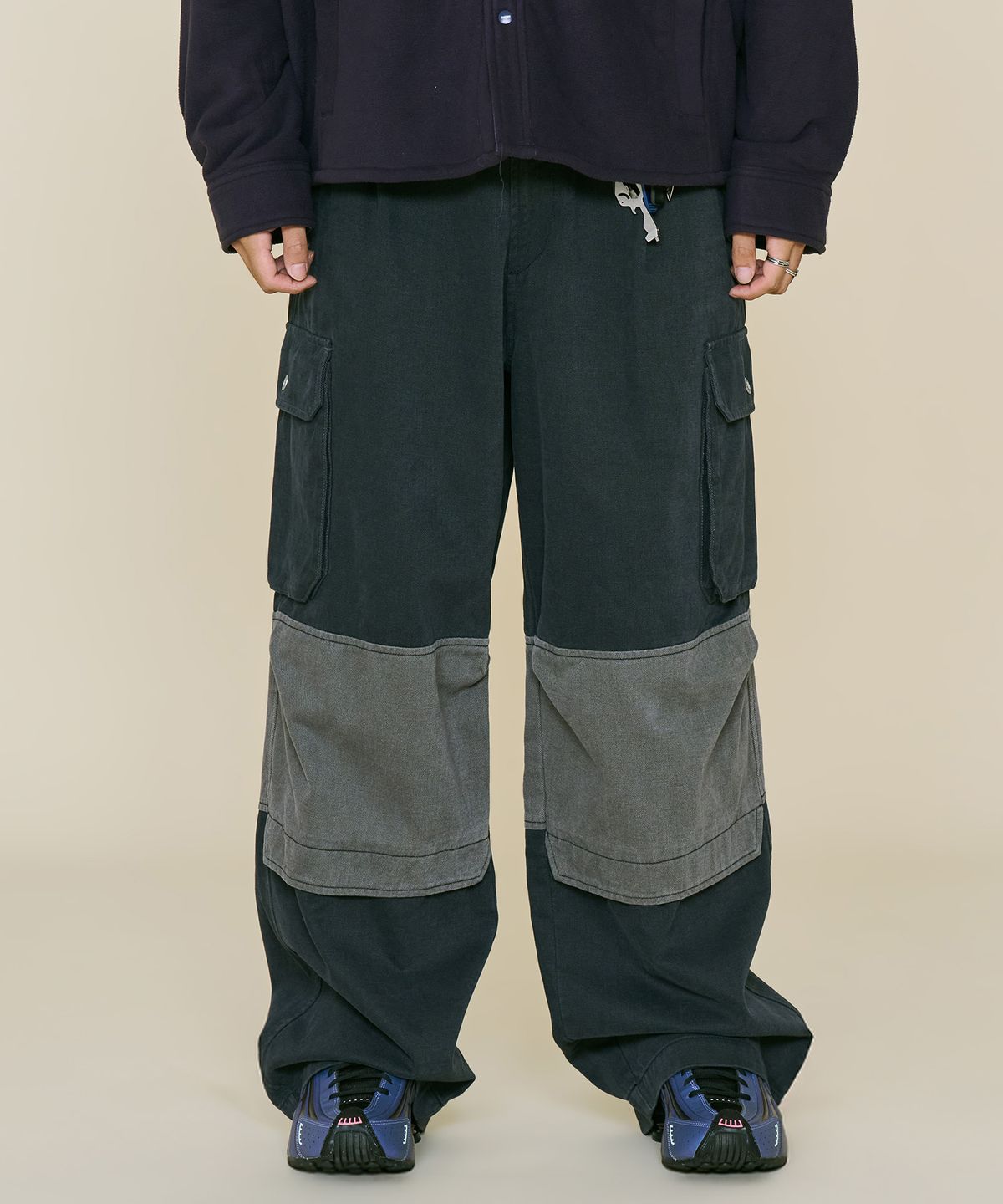 논타입(NONTYPE) CONTRAST FIREMAN CARGO PANTS (NAVY)
