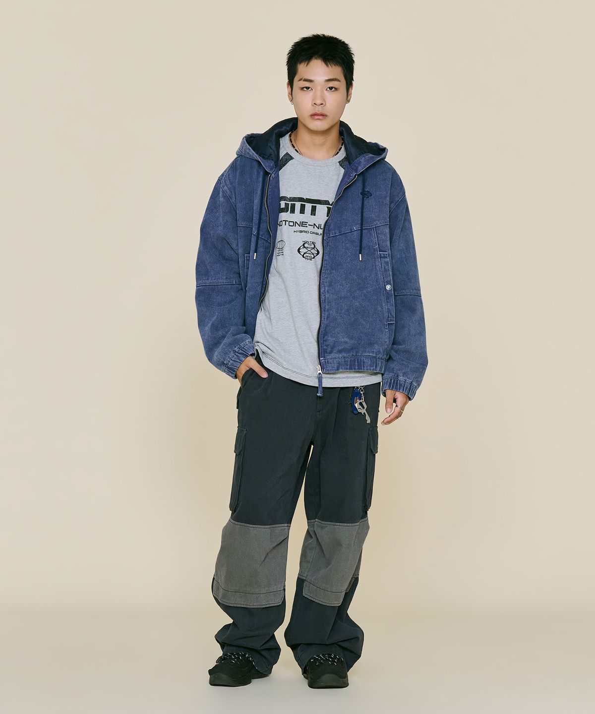 논타입(NONTYPE) CONTRAST FIREMAN CARGO PANTS (NAVY)