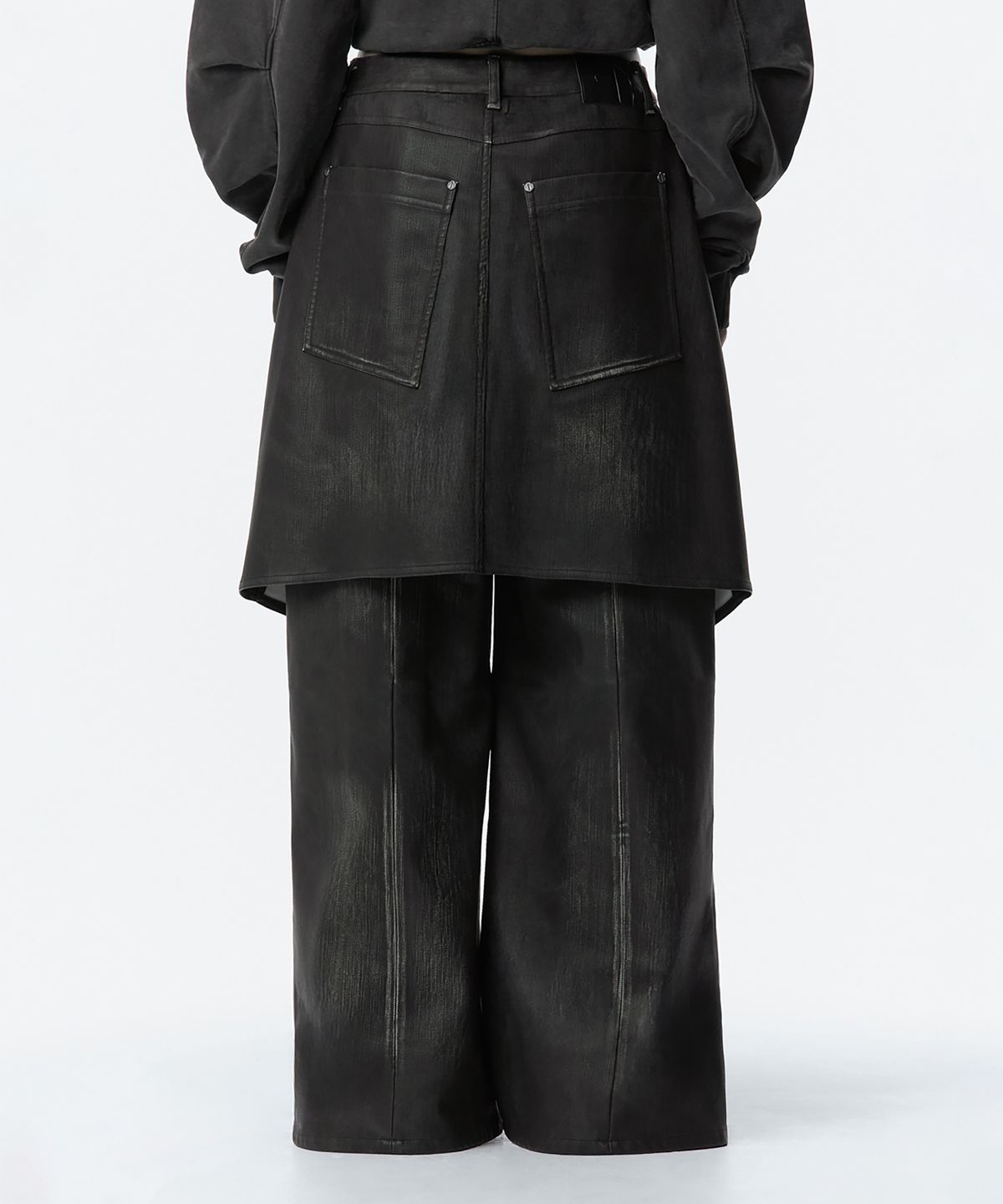 트리밍버드(TREEMINGBIRD) Layered Skirt Pants [ Dark Brown ]