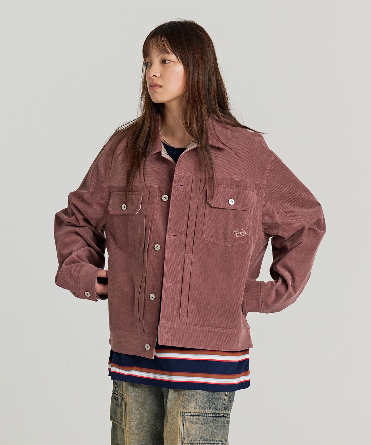 논타입(NONTYPE) CORDUROY PANELLING TRUCKER (DEEP PINK)