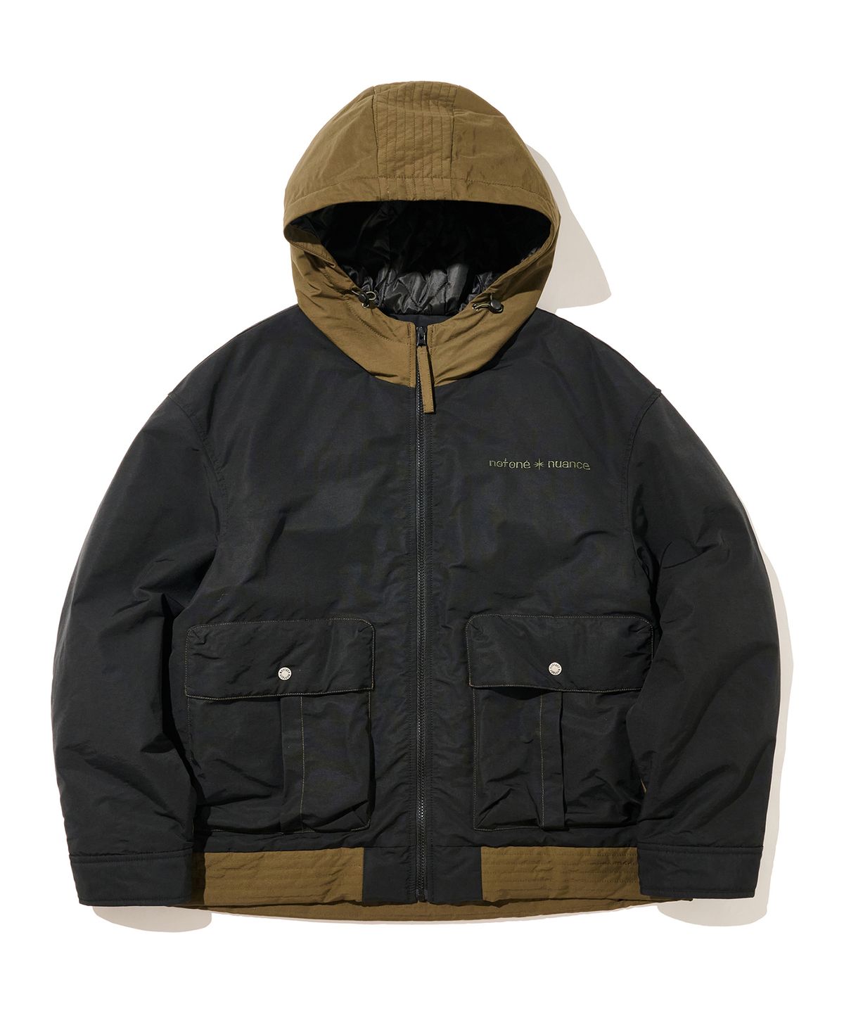 논타입(NONTYPE) CONTRAST HOOD PADDED JUMPER (BLACK)
