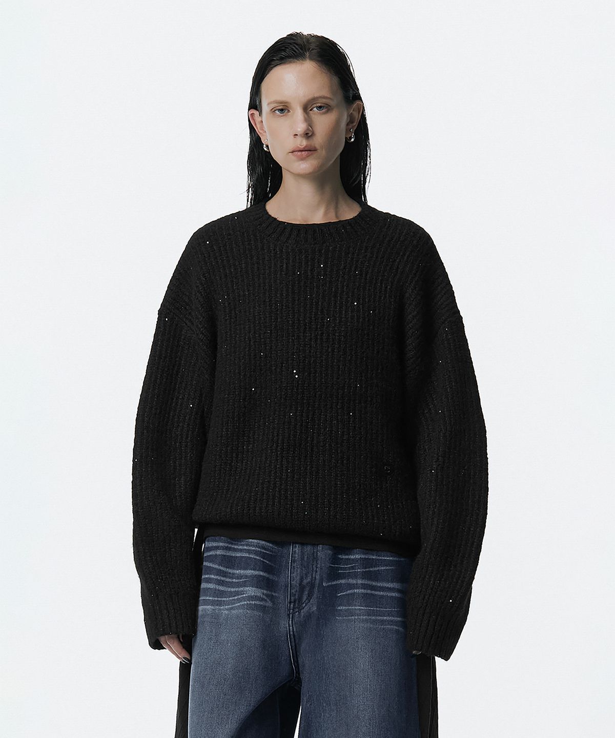 트리밍버드(TREEMINGBIRD) Spangle Knit Pullover [ Black ]