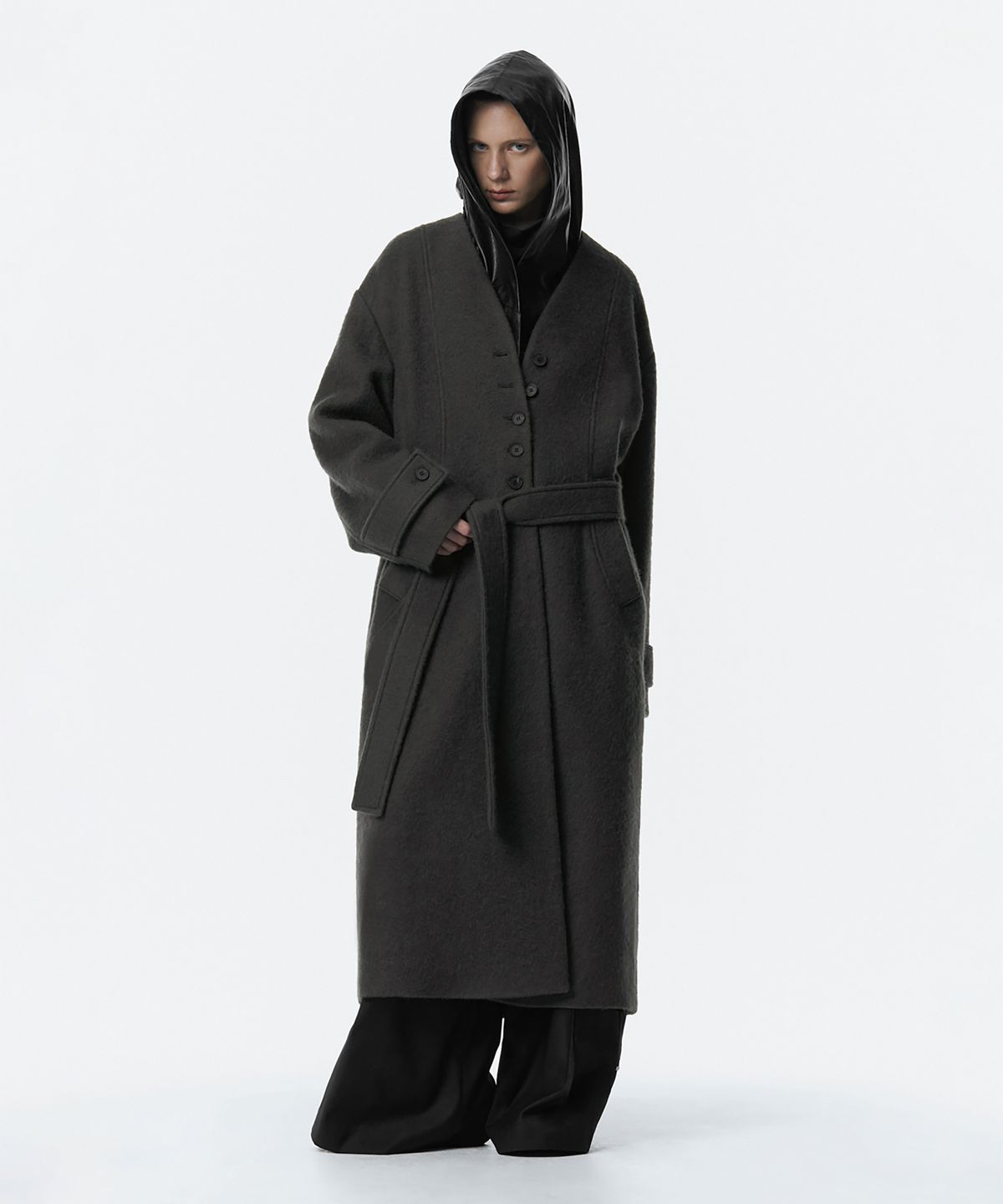 트리밍버드(TREEMINGBIRD) Boucle Wool Long Coat [ Gray ]
