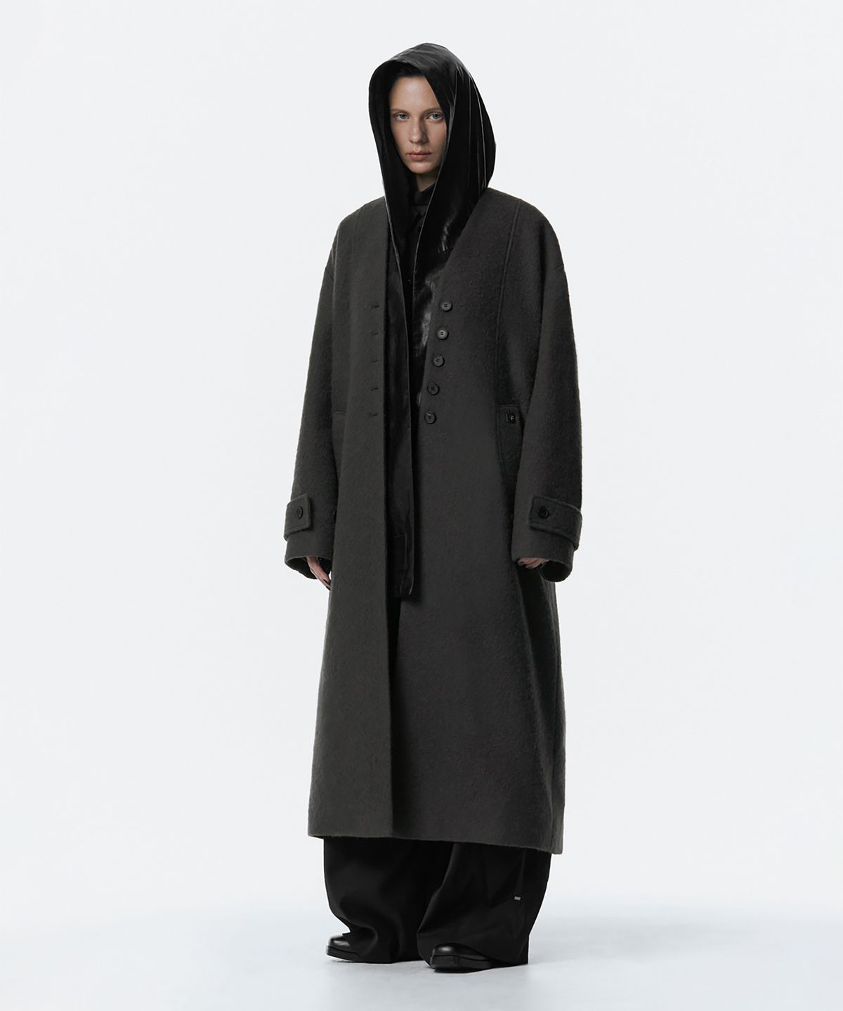 트리밍버드(TREEMINGBIRD) Boucle Wool Long Coat [ Gray ]