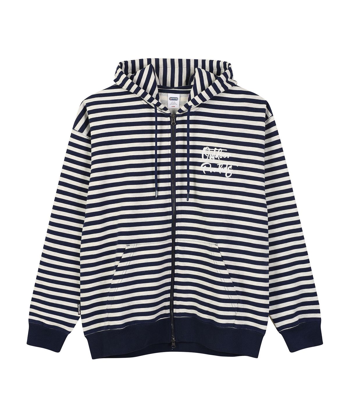 아웃도어 프로덕츠(OUTDOOR PRODUCTS) CHAIN STITICH STRIPE ZIP UP HOODIE (NAVY)