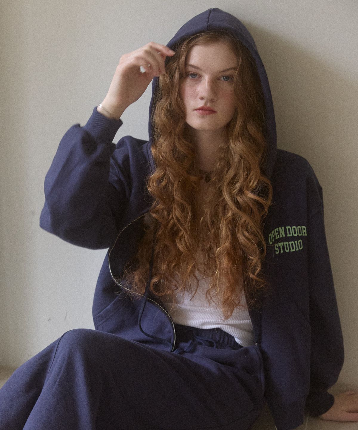 오픈도어스튜디오(OPENDOORSTUDIO) opendoor hooded zip-up navy