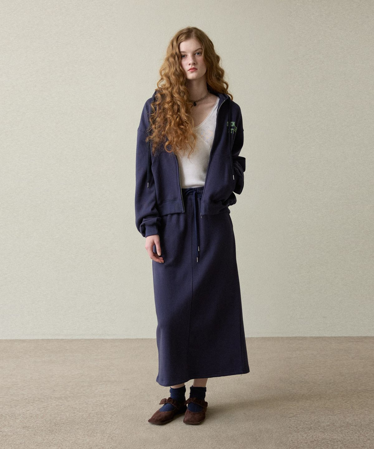 오픈도어스튜디오(OPENDOORSTUDIO) easy long skirt navy