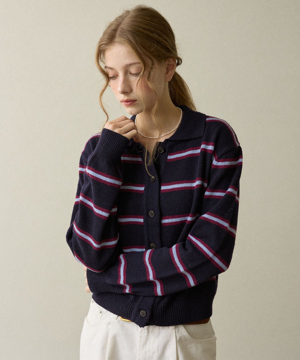오픈도어스튜디오(OPENDOORSTUDIO) combi cardigan navy