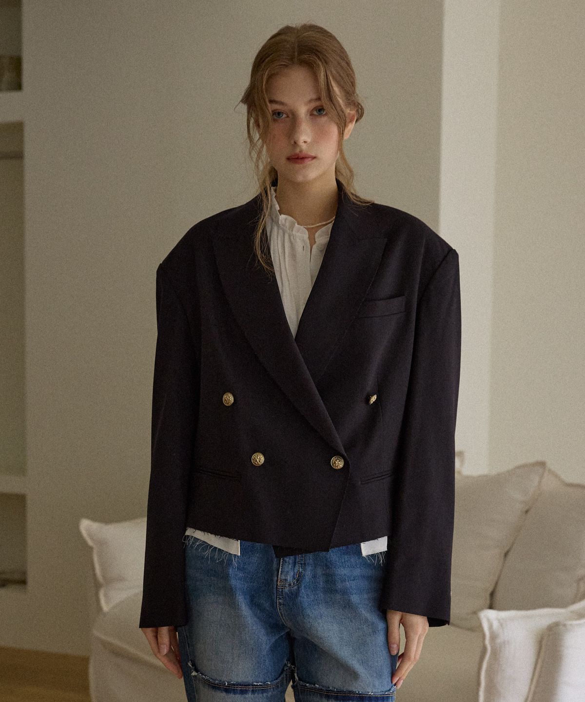 오픈도어스튜디오(OPENDOORSTUDIO) ruffle point jacket black
