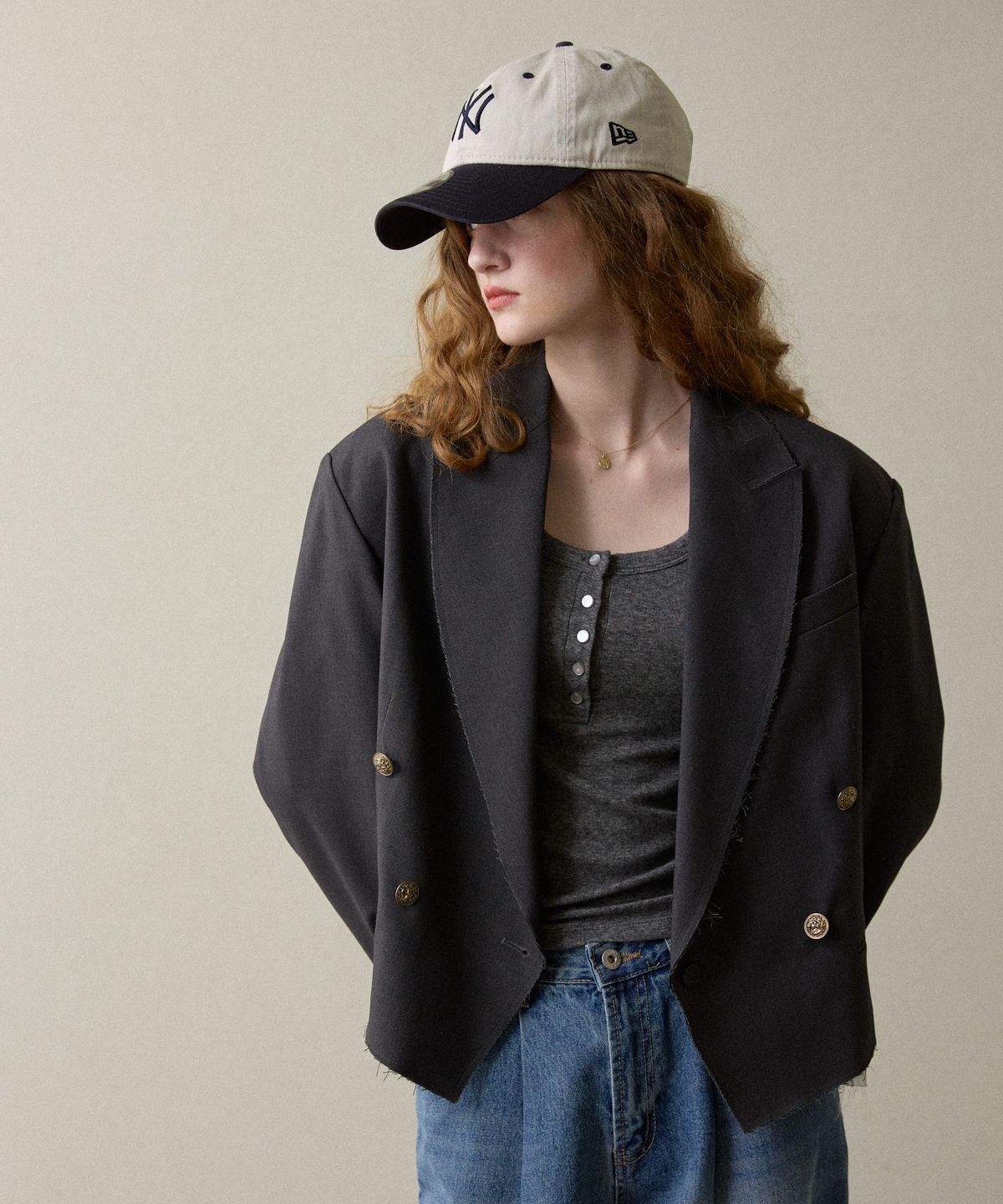 오픈도어스튜디오(OPENDOORSTUDIO) ruffle point jacket gray