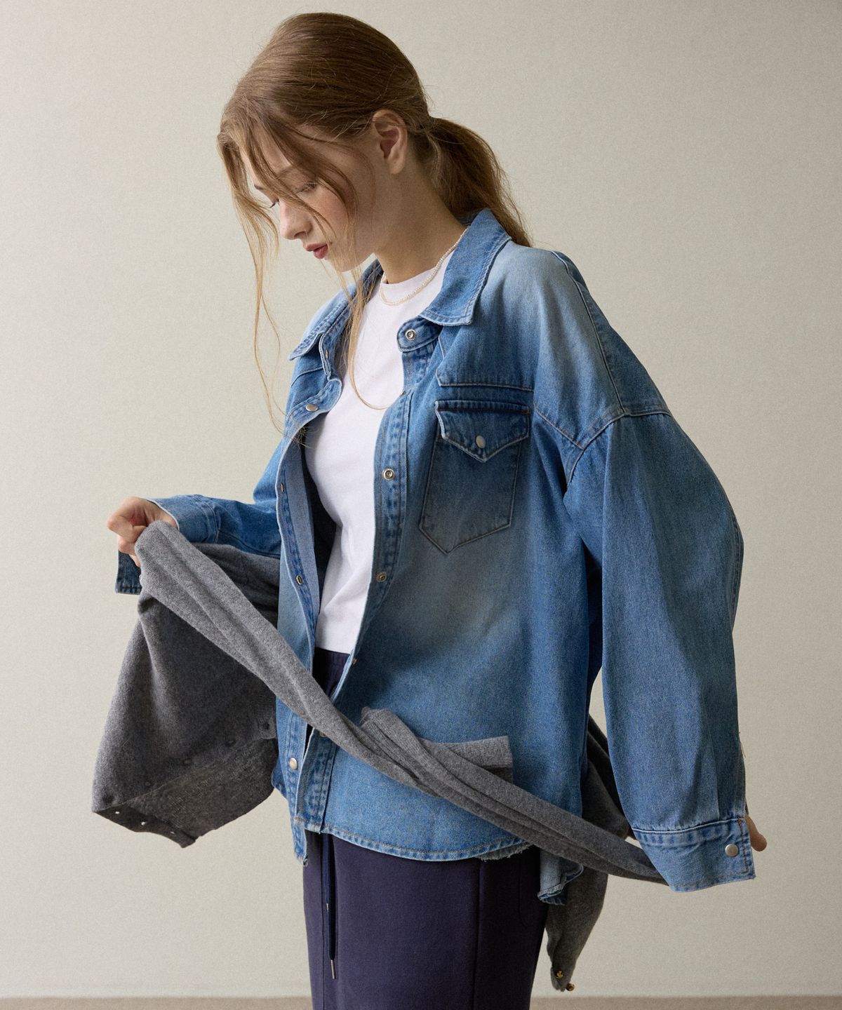 오픈도어스튜디오(OPENDOORSTUDIO) pocket denim shirts navy