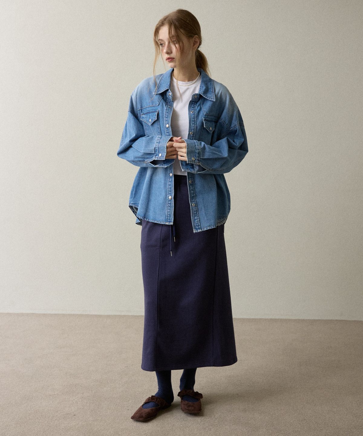 오픈도어스튜디오(OPENDOORSTUDIO) pocket denim shirts navy