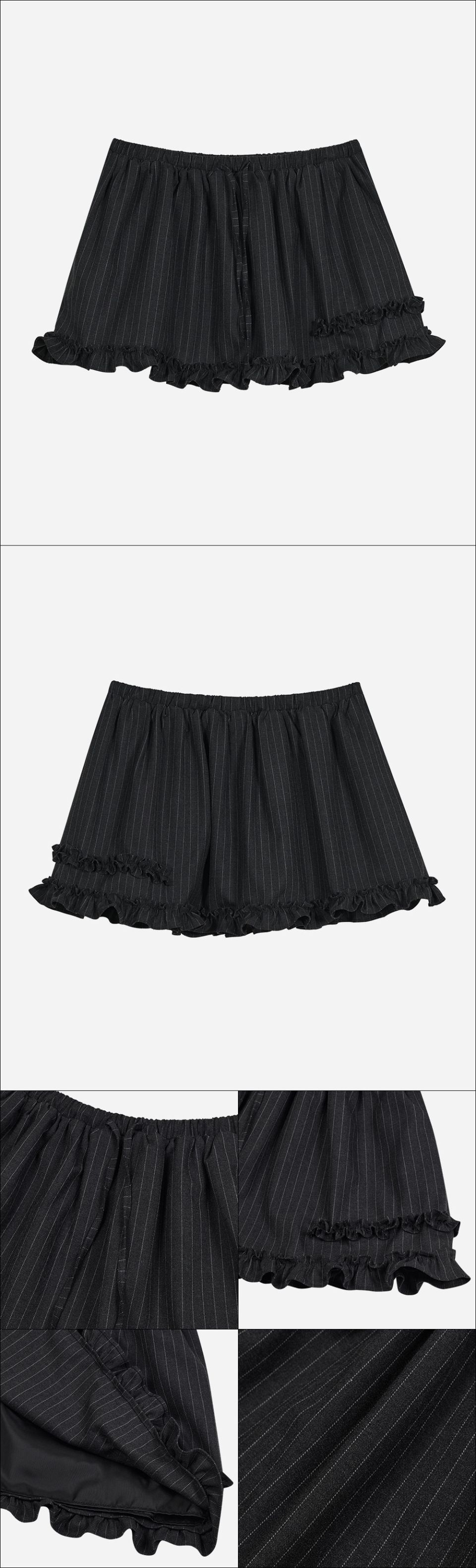 MUSINSA | TYPESERVICE Striped Hem Ruffle Skirt [Charcoal]