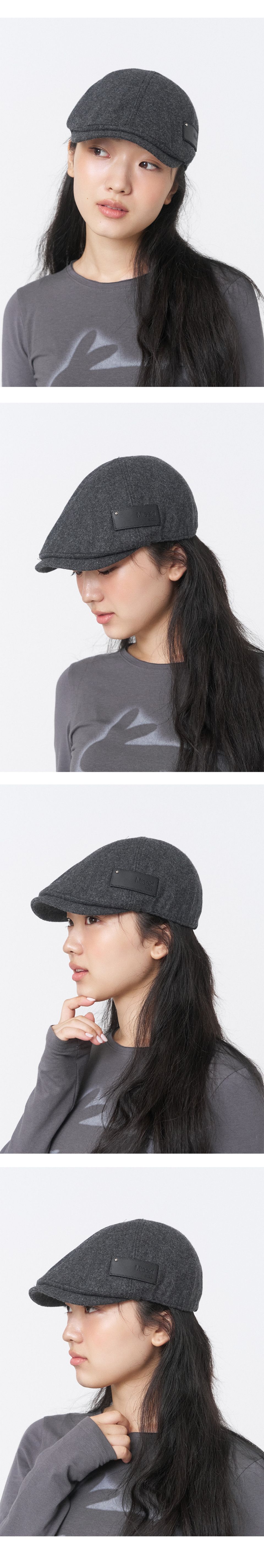MUSINSA | MISEKI SEOUL Patch wool hunting cap CHARCOAL