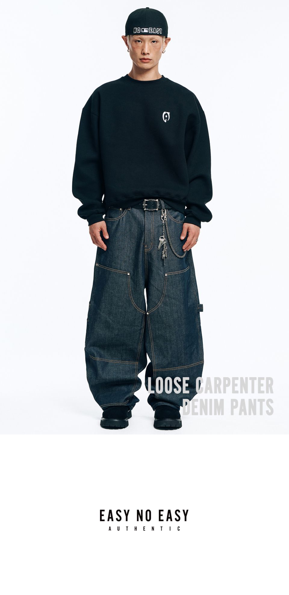 MUSINSA | EASY NO EASY Loose Carpenter Denim Pants