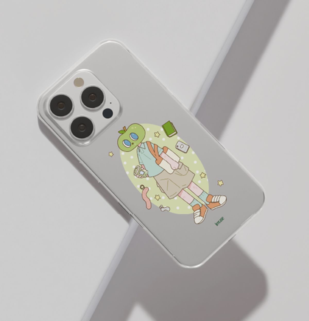 이레케이스앤굿즈(IRECASEGOODS) 청사과 아이폰 투명 젤리케이스 핸드폰케이스