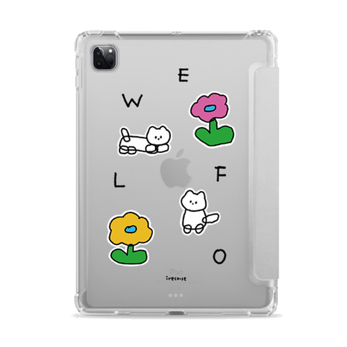 이레케이스앤굿즈(IRECASEGOODS) 플라워냥이 갤럭시탭 아이패드 애플펜슬 수납가능 풀커버 케이스