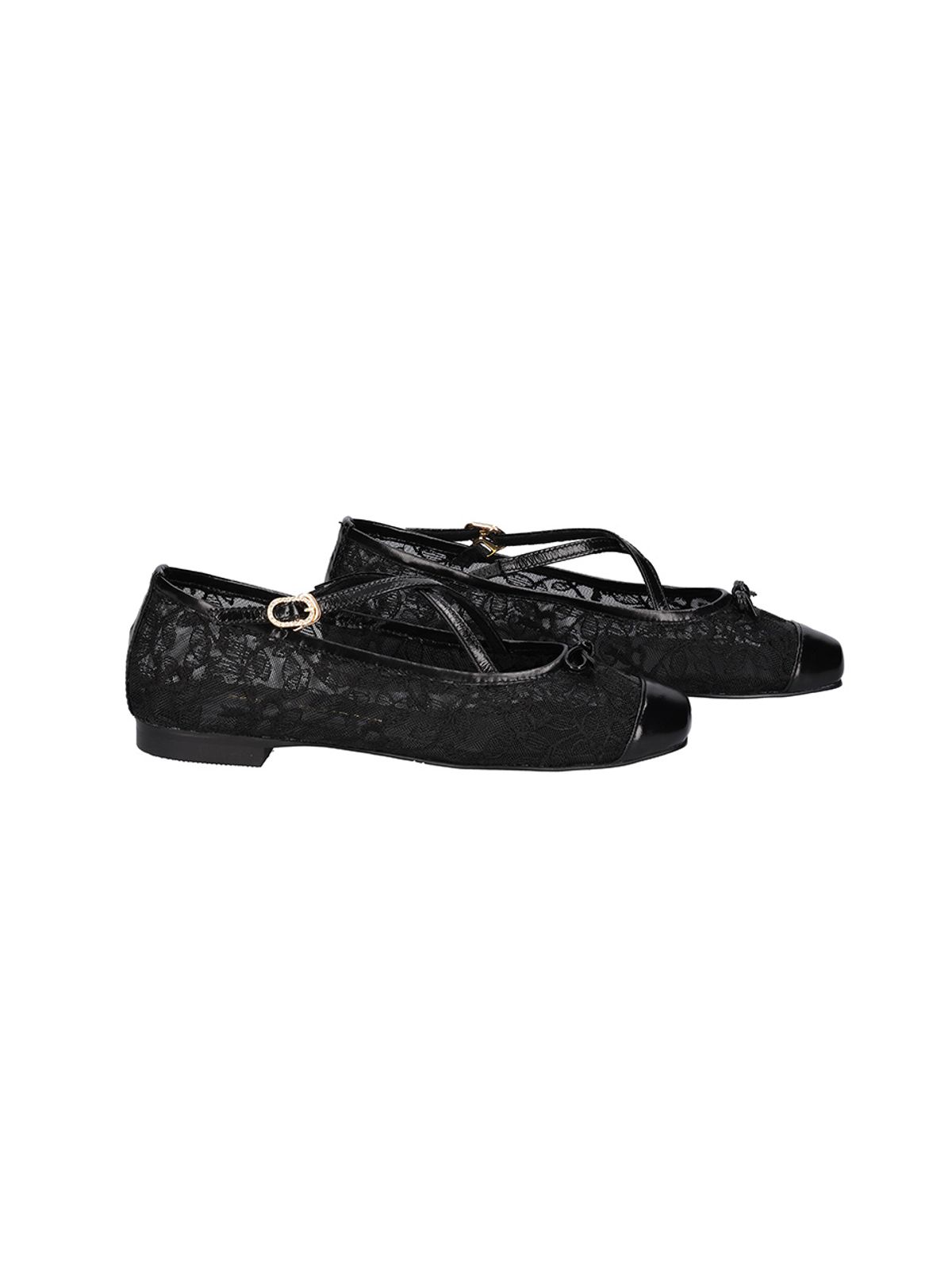 백오브더문(BACK OF THE MOON) Giselle flower ballet flats_Black