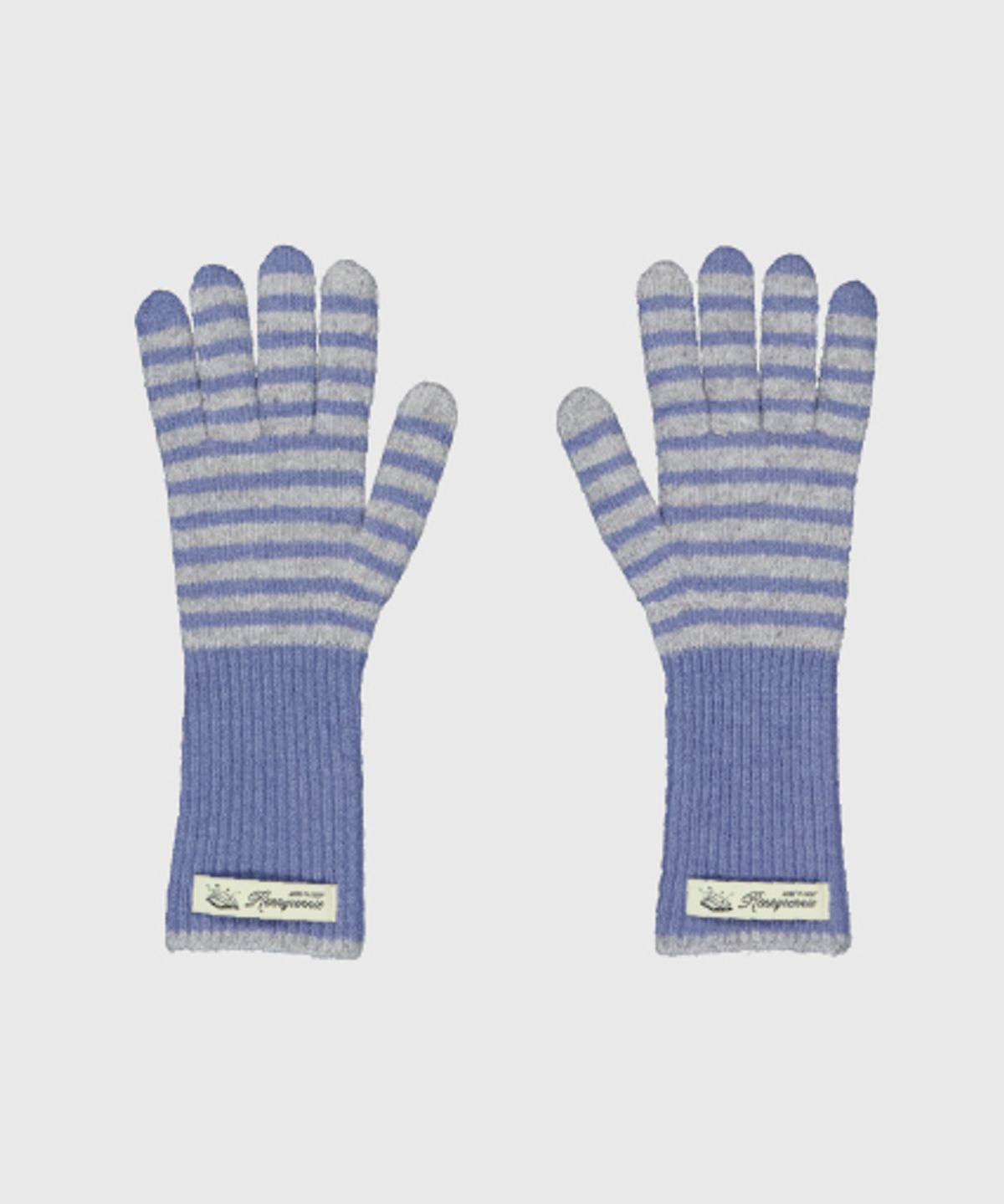 래니래니(RENNYRENNIE) STRAW STRIPE LONG GLOVES - 스트로우 스트라이프 장갑 [ BLUE / GRAY ]