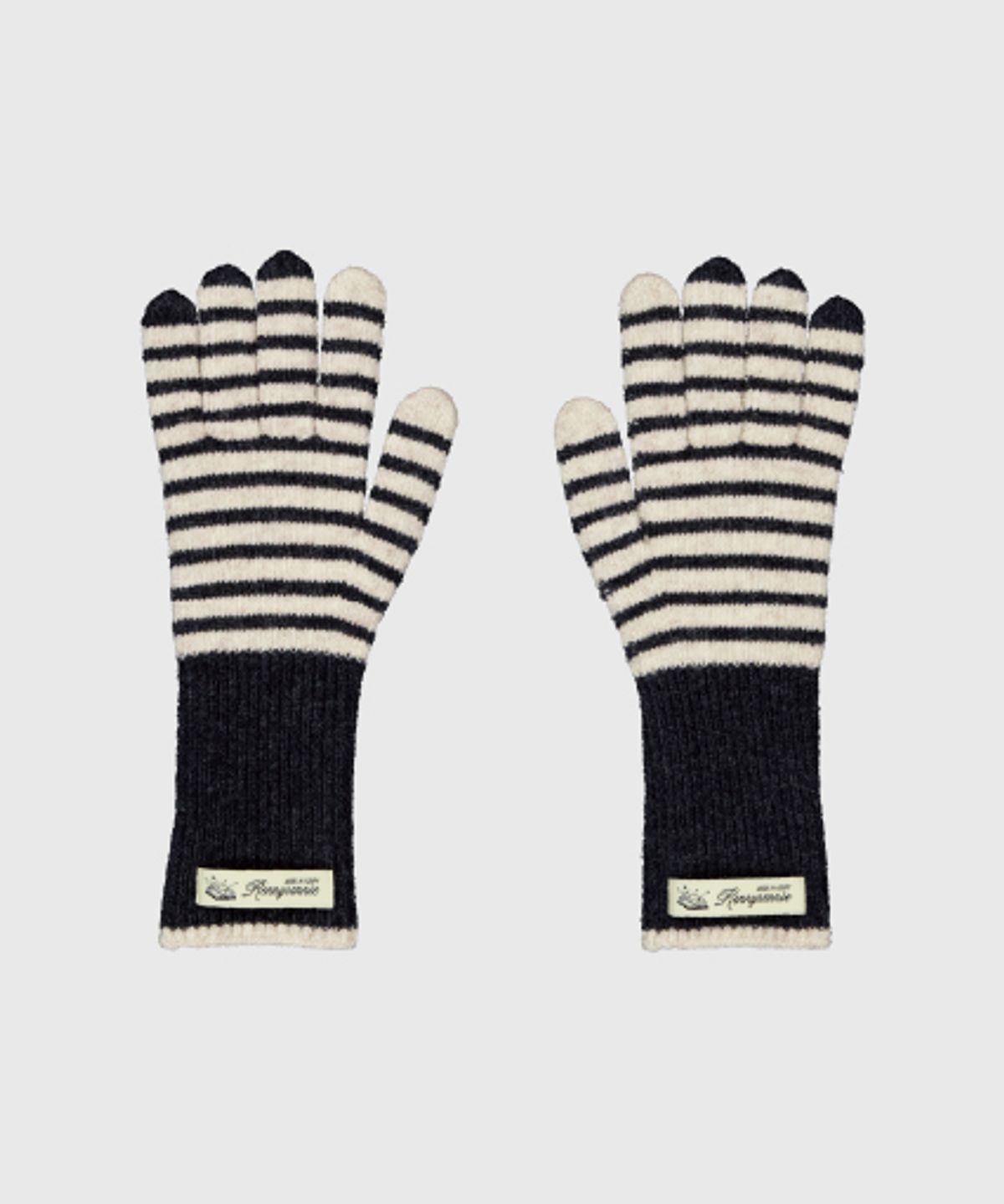 래니래니(RENNYRENNIE) STRAW STRIPE LONG GLOVES - 스트로우 스트라이프 장갑 [ CREAM / NIGHT ]