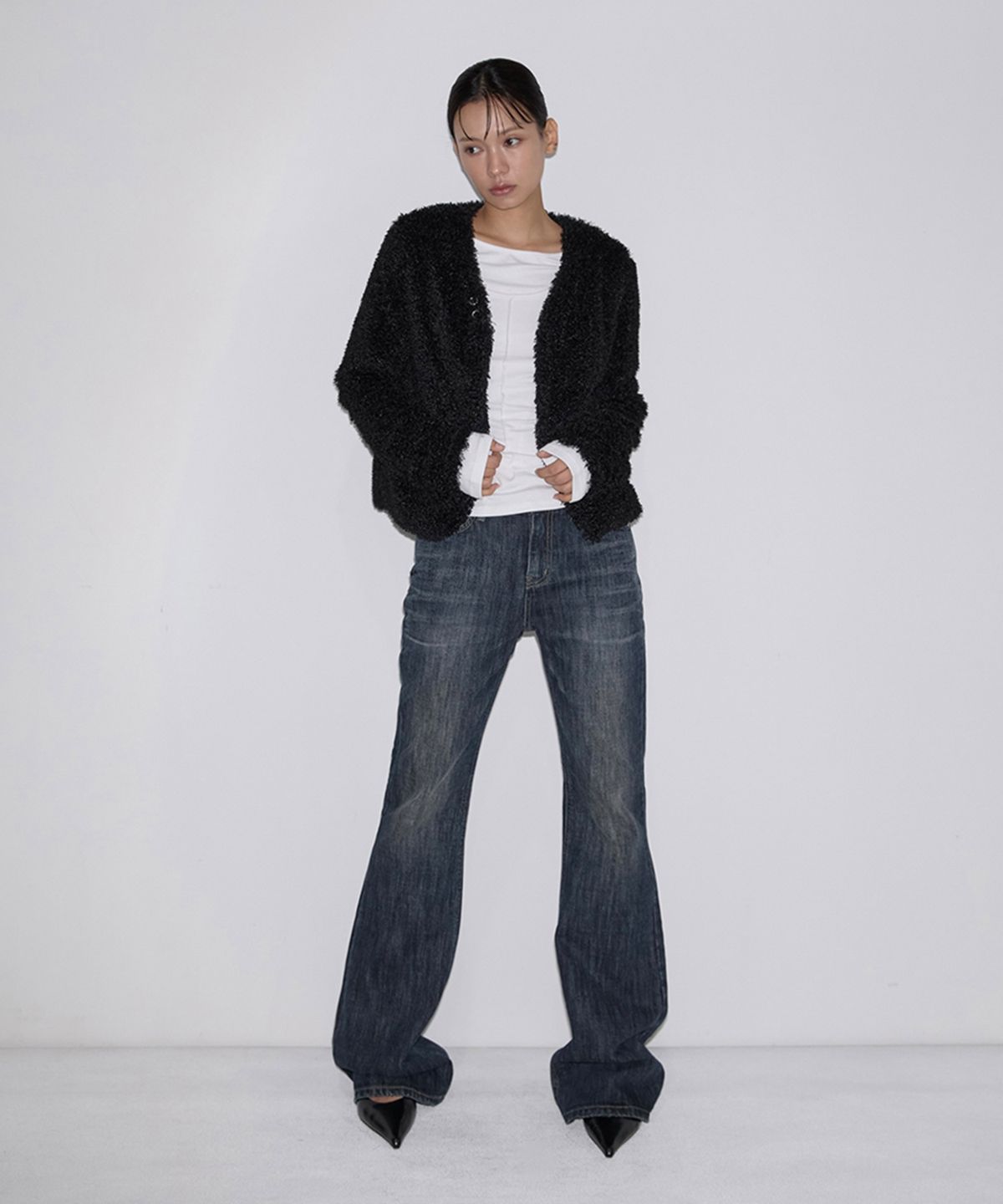 이네기(INEGI) Guardian Fur Cardigan (black)