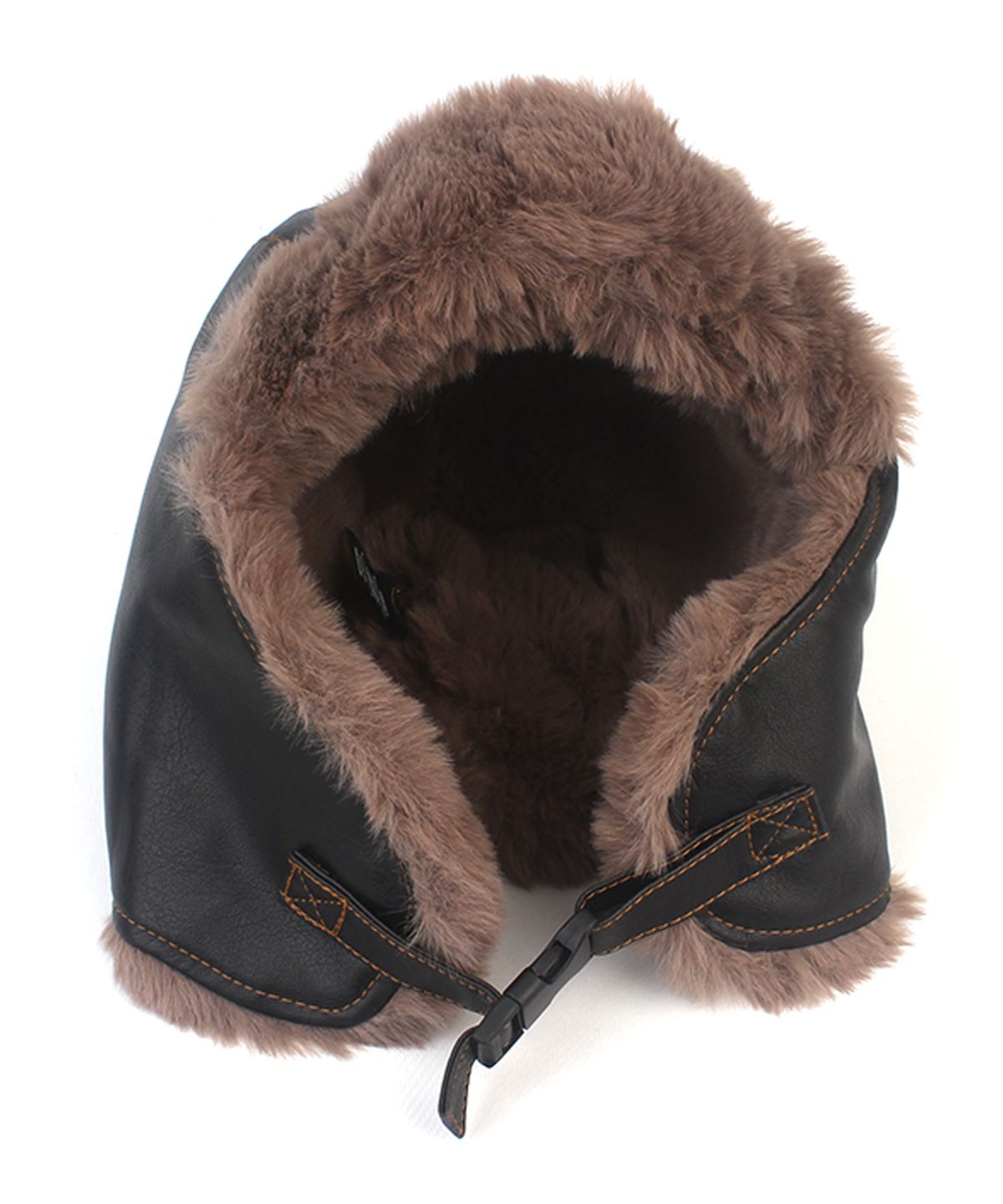 유니버셜 케미스트리(UNIVERSAL CHEMISTRY) Vintage Leather Black Aviator Hat 항공모자
