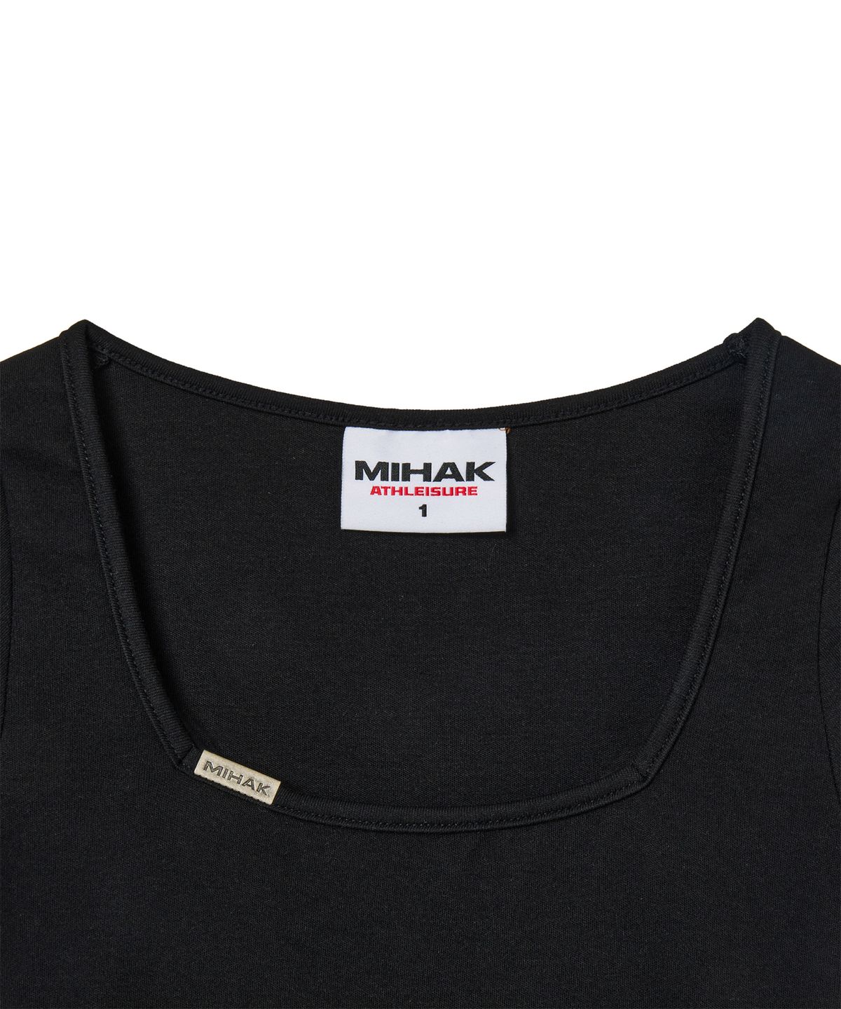 미학(MIHAK) 메탈 클립 스퀘어넥 크롭 티셔츠 (BLACK)