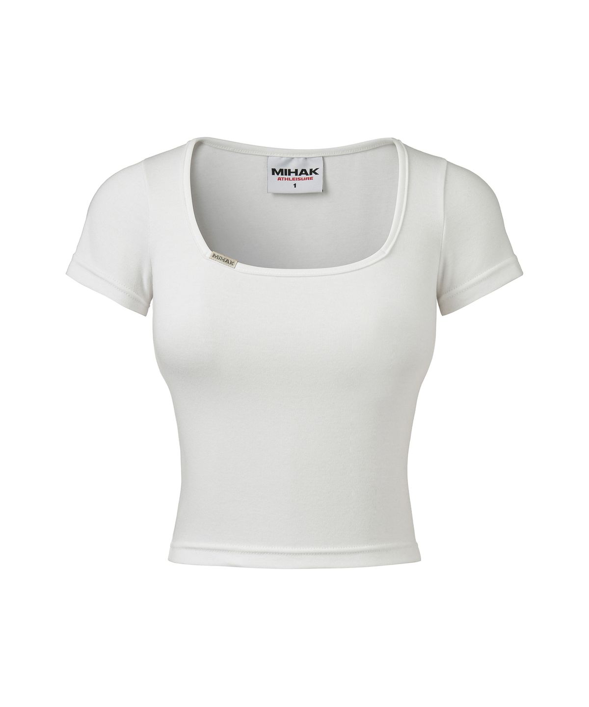 미학(MIHAK) 메탈 클립 스퀘어넥 크롭 티셔츠 (WHITE)