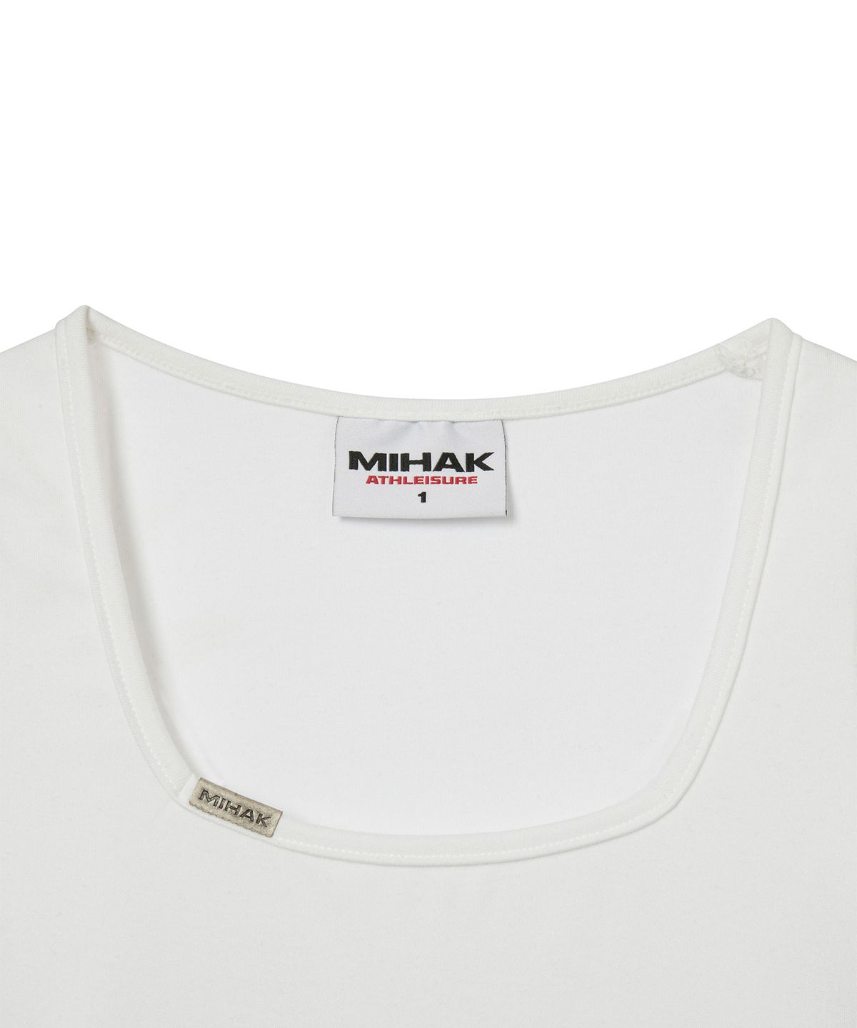미학(MIHAK) 메탈 클립 스퀘어넥 크롭 티셔츠 (WHITE)