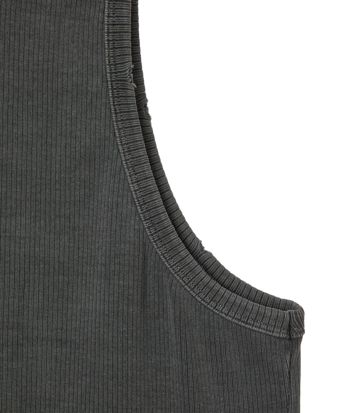 미학(MIHAK) 메탈 라벨 피그먼트 다잉 머슬 탱크탑 (CHARCOAL)