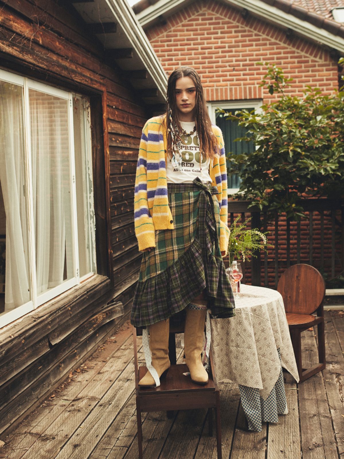에즈이프 캘리(ASIF CALIE) MULTI STRIPE CARDIGAN YELLOW