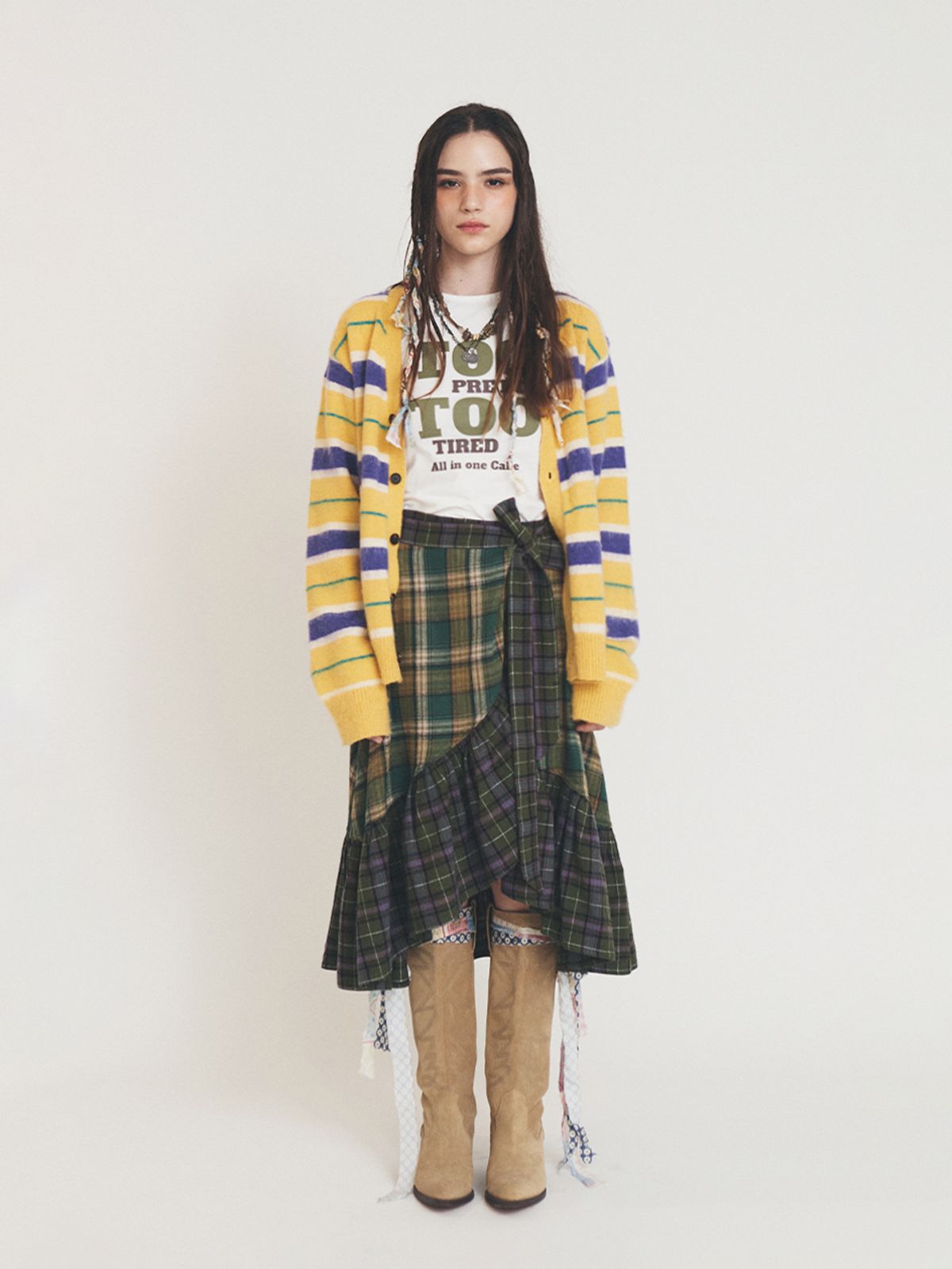 에즈이프 캘리(ASIF CALIE) MULTI STRIPE CARDIGAN YELLOW