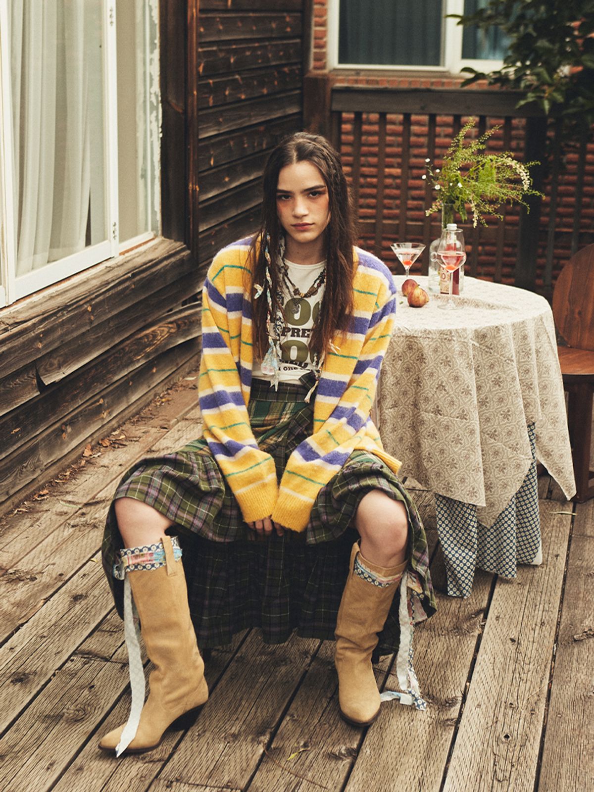 에즈이프 캘리(ASIF CALIE) MULTI STRIPE CARDIGAN YELLOW