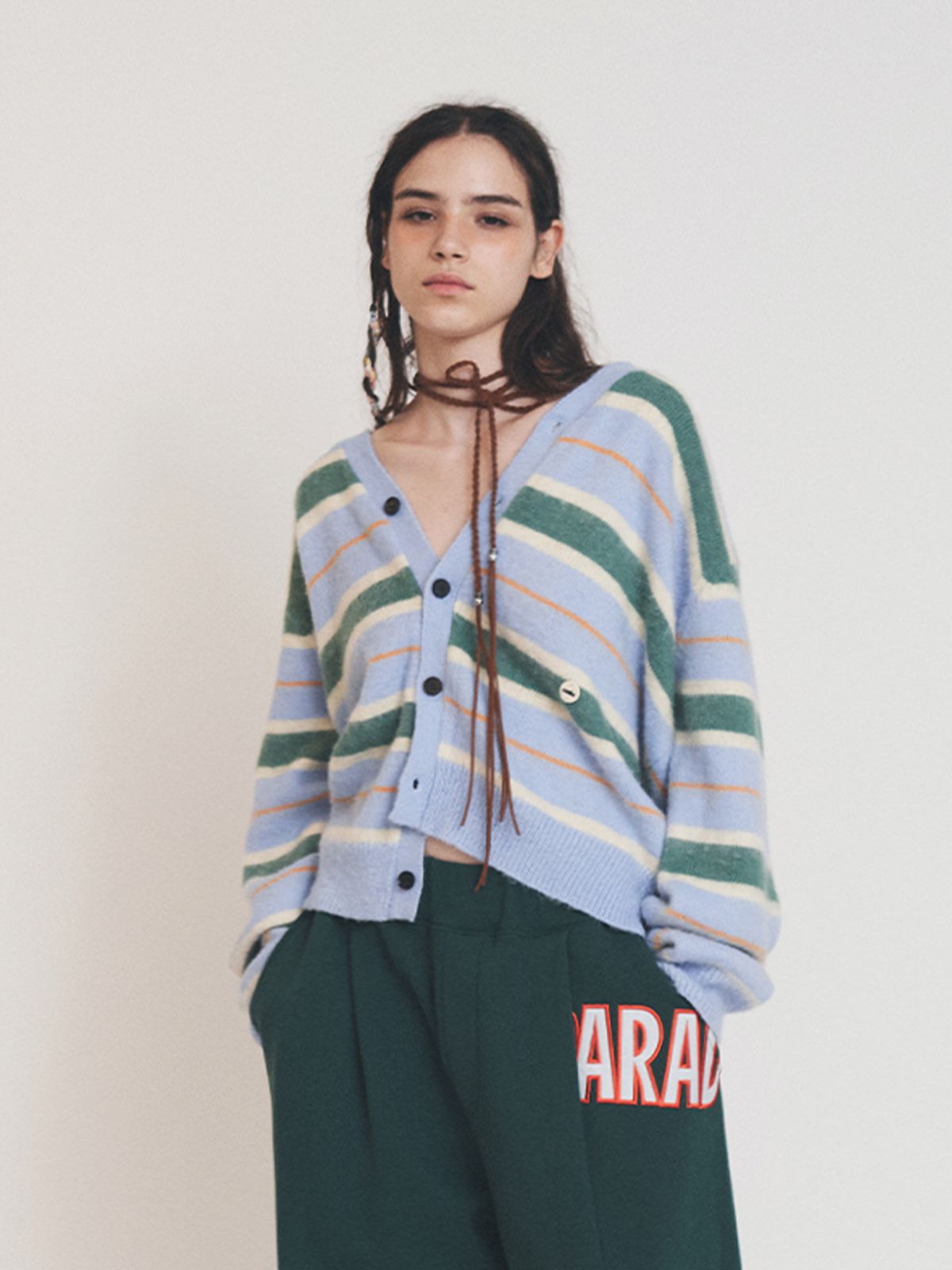 에즈이프 캘리(ASIF CALIE) MULTI STRIPE CARDIGAN SKY BLUE