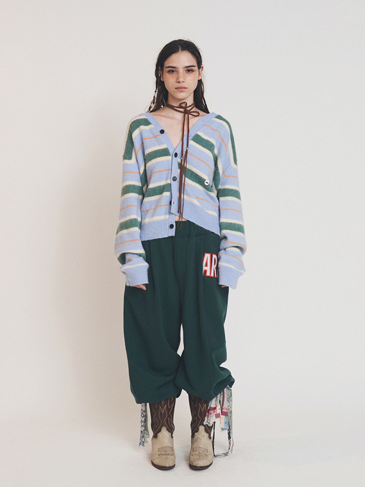 에즈이프 캘리(ASIF CALIE) MULTI STRIPE CARDIGAN SKY BLUE