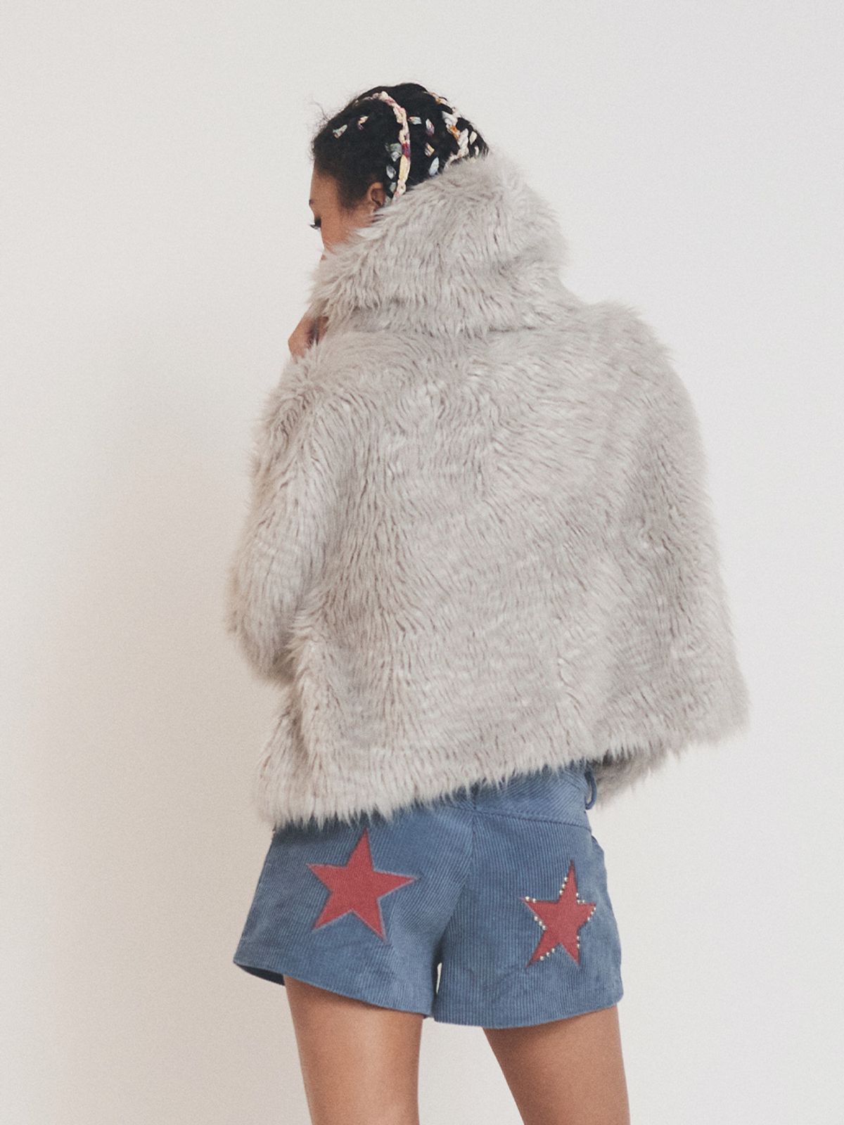 에즈이프 캘리(ASIF CALIE) HOODED FUR JACKET GRAY