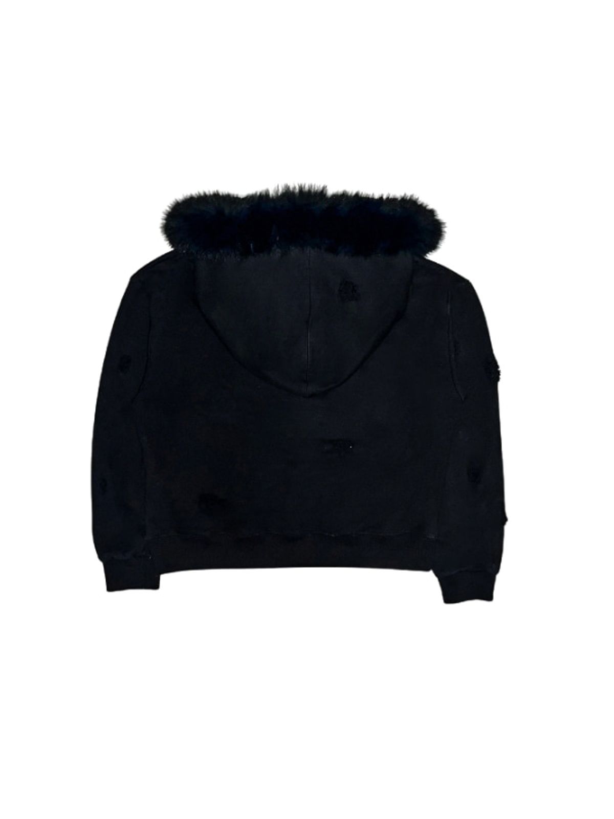 스모크어스타(SMOKEASTAR) Destroyed Fur Crimson Hoodie (BLACK)