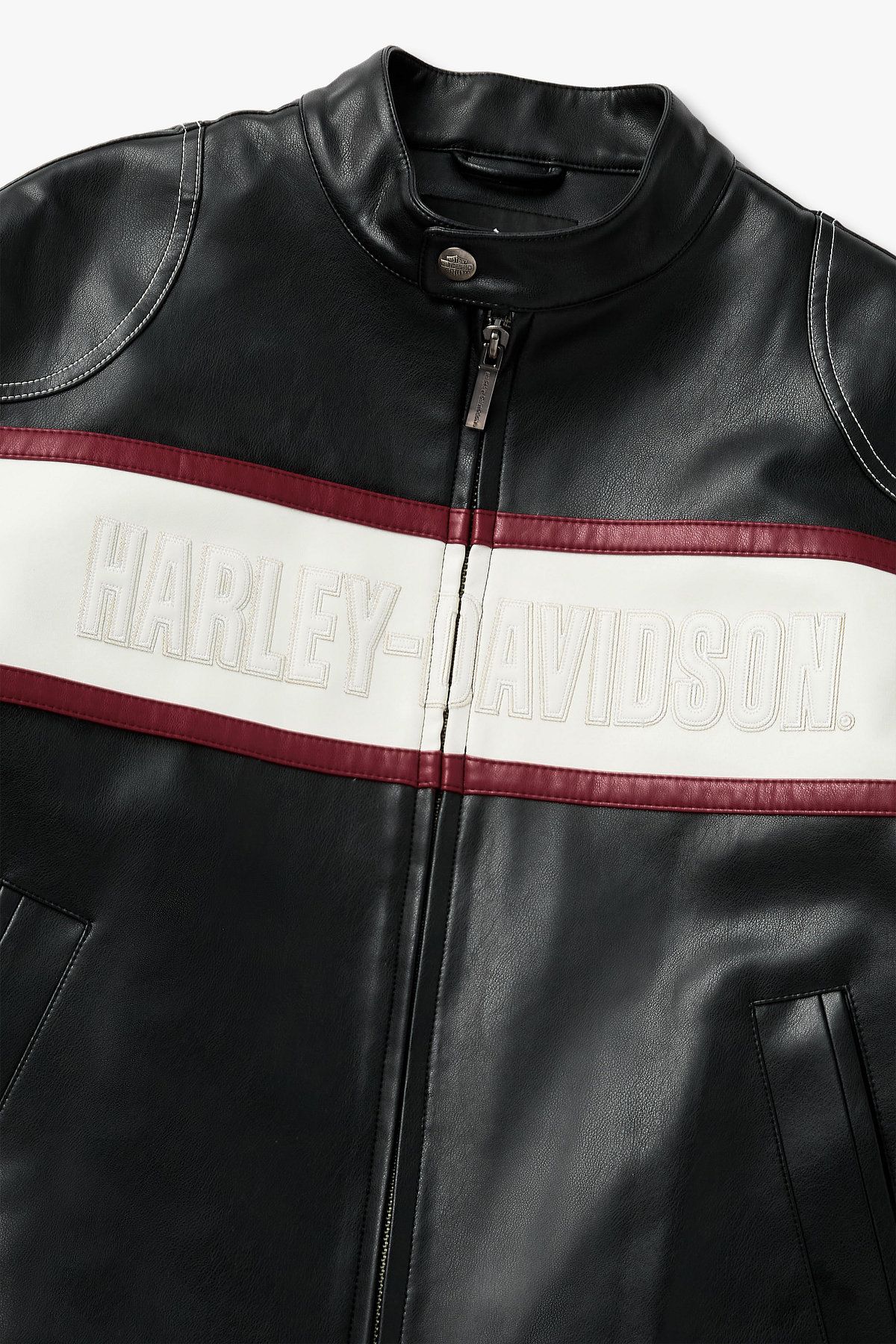 할리데이비슨 컬렉션스®(HARLEY-DAVIDSON COLLECTIONS®) 신세틱 레더 레이싱 점퍼 블랙 HH15301004