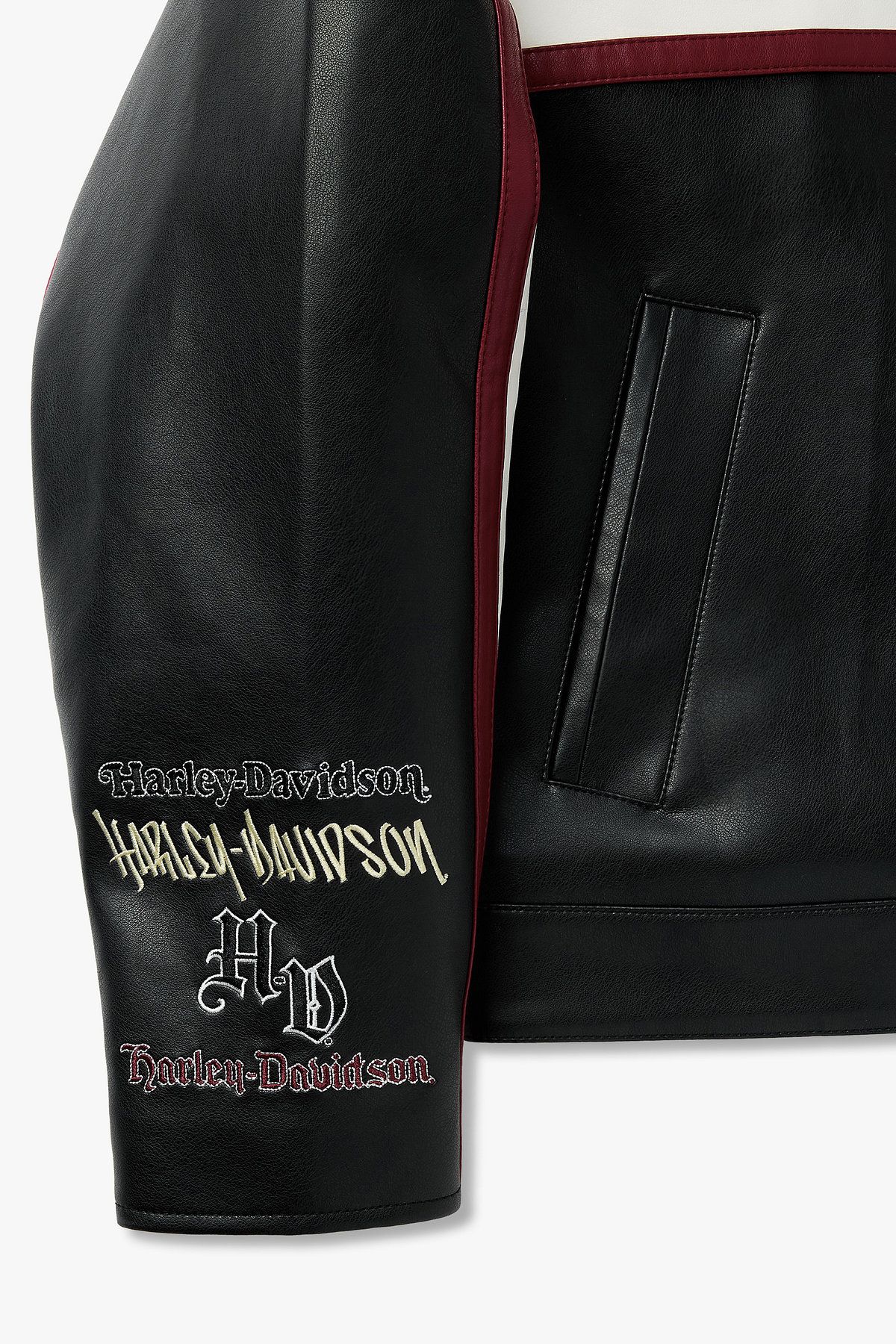 할리데이비슨 컬렉션스®(HARLEY-DAVIDSON COLLECTIONS®) 신세틱 레더 레이싱 점퍼 블랙 HH15301004