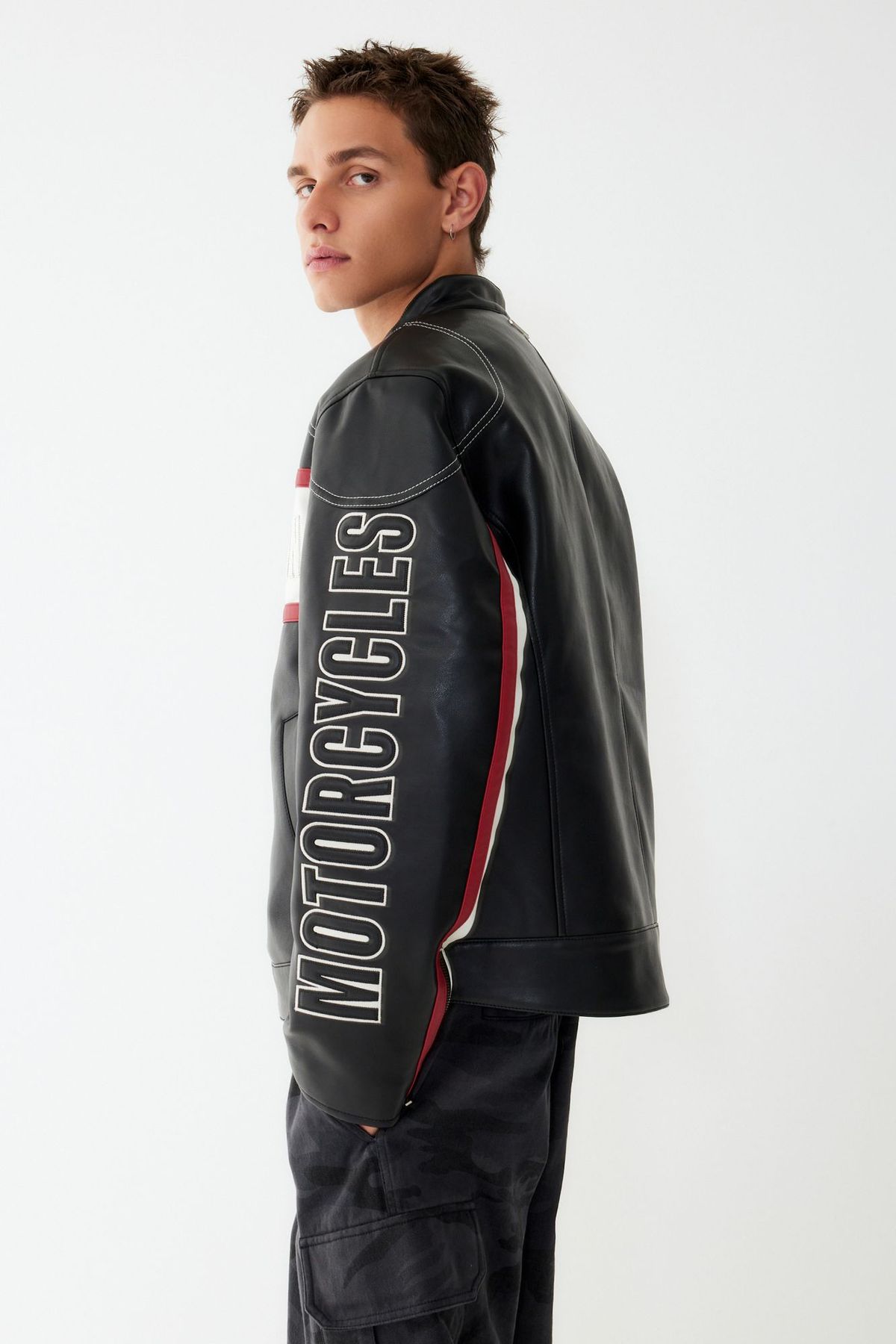 할리데이비슨 컬렉션스®(HARLEY-DAVIDSON COLLECTIONS®) 신세틱 레더 레이싱 점퍼 블랙 HH15301004
