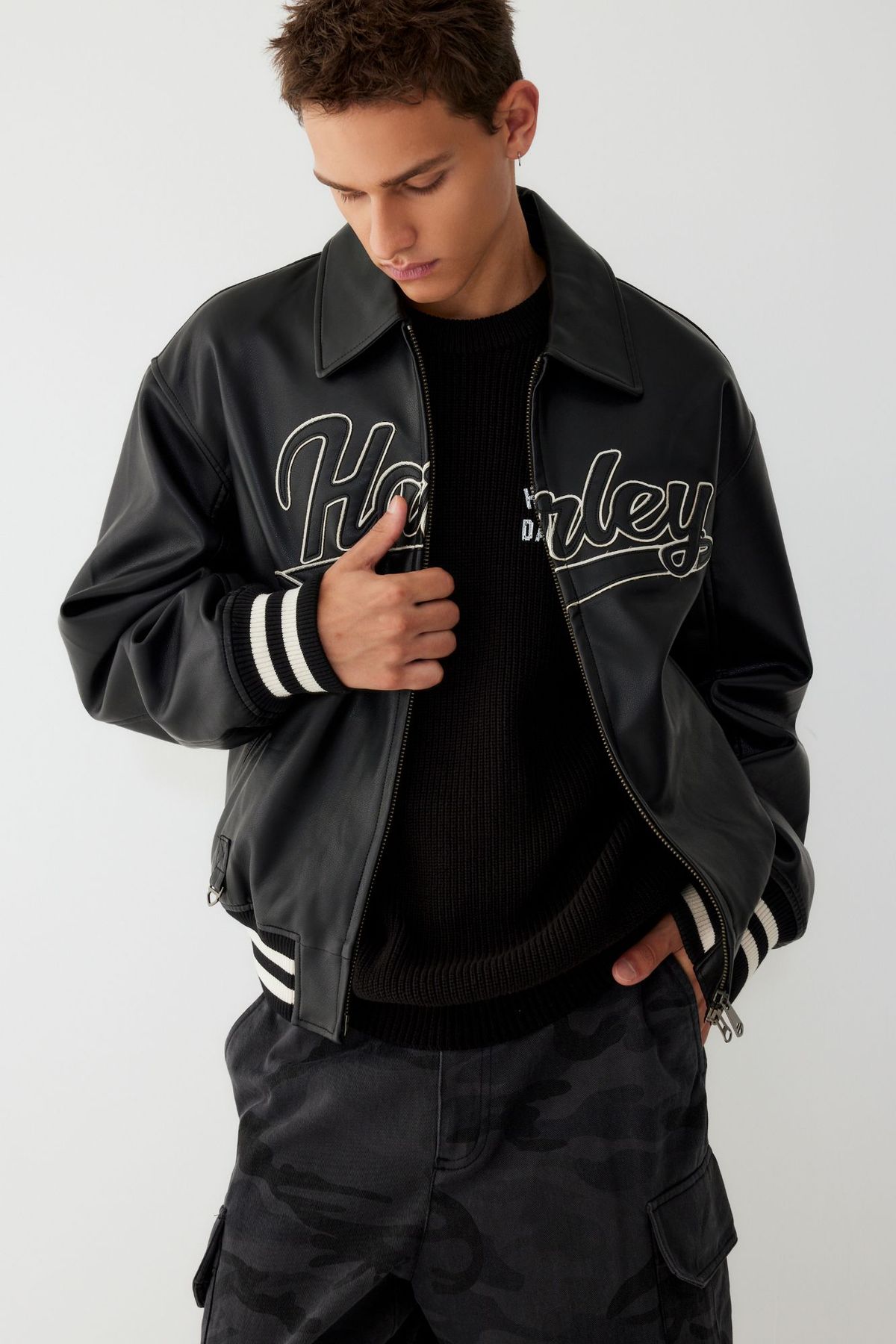 할리데이비슨 컬렉션스®(HARLEY-DAVIDSON COLLECTIONS®) SYNTHETIC LEATHER 블루종 블랙 HH15301001