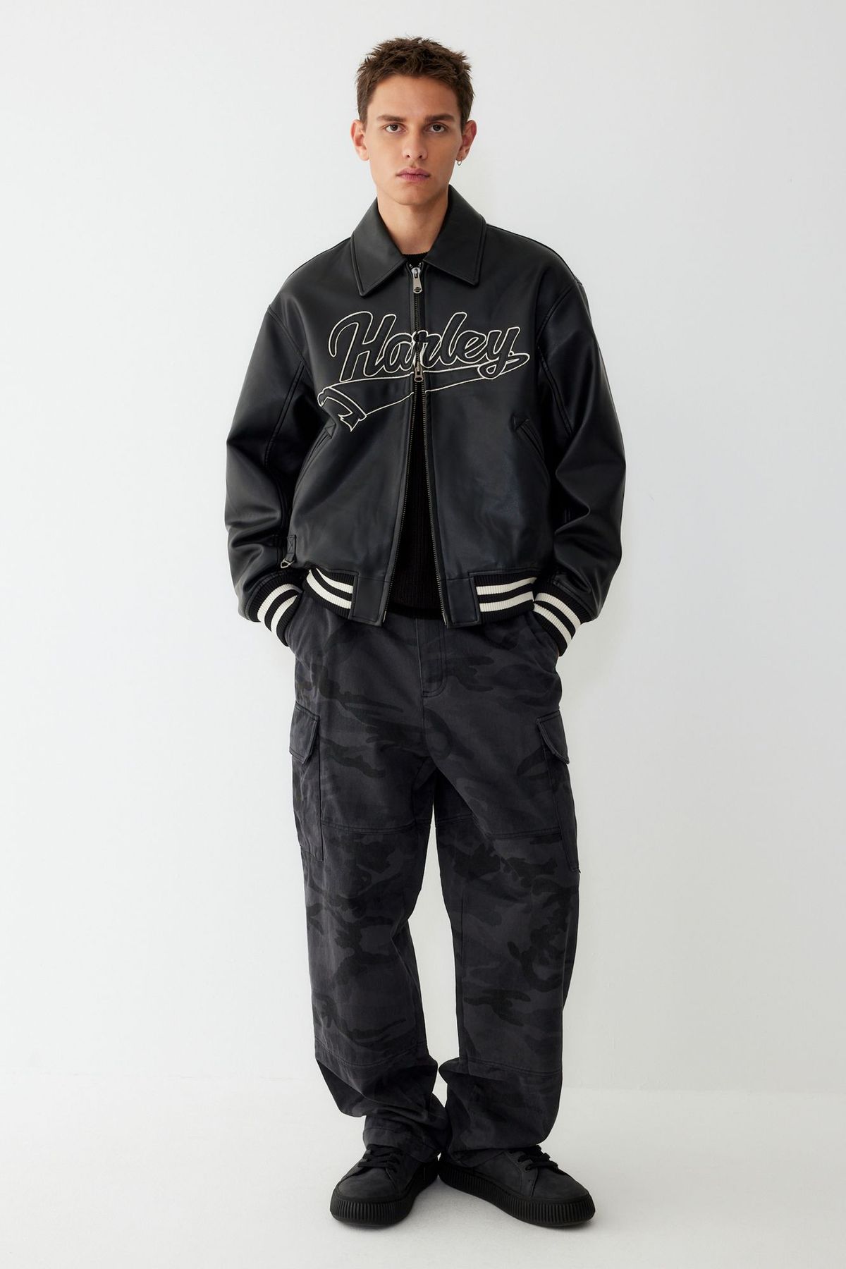 할리데이비슨 컬렉션스®(HARLEY-DAVIDSON COLLECTIONS®) SYNTHETIC LEATHER 블루종 블랙 HH15301001