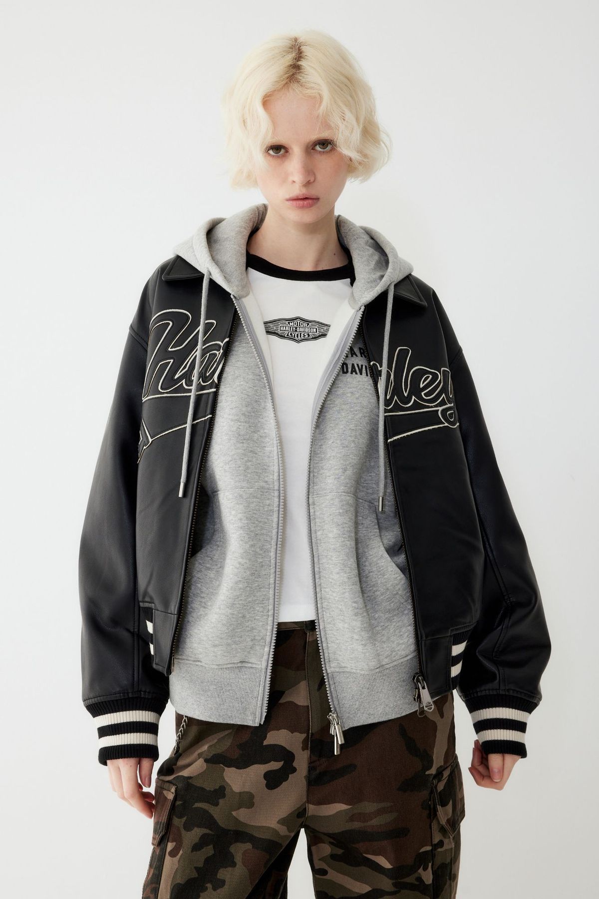 할리데이비슨 컬렉션스®(HARLEY-DAVIDSON COLLECTIONS®) SYNTHETIC LEATHER 블루종 블랙 HH15301001