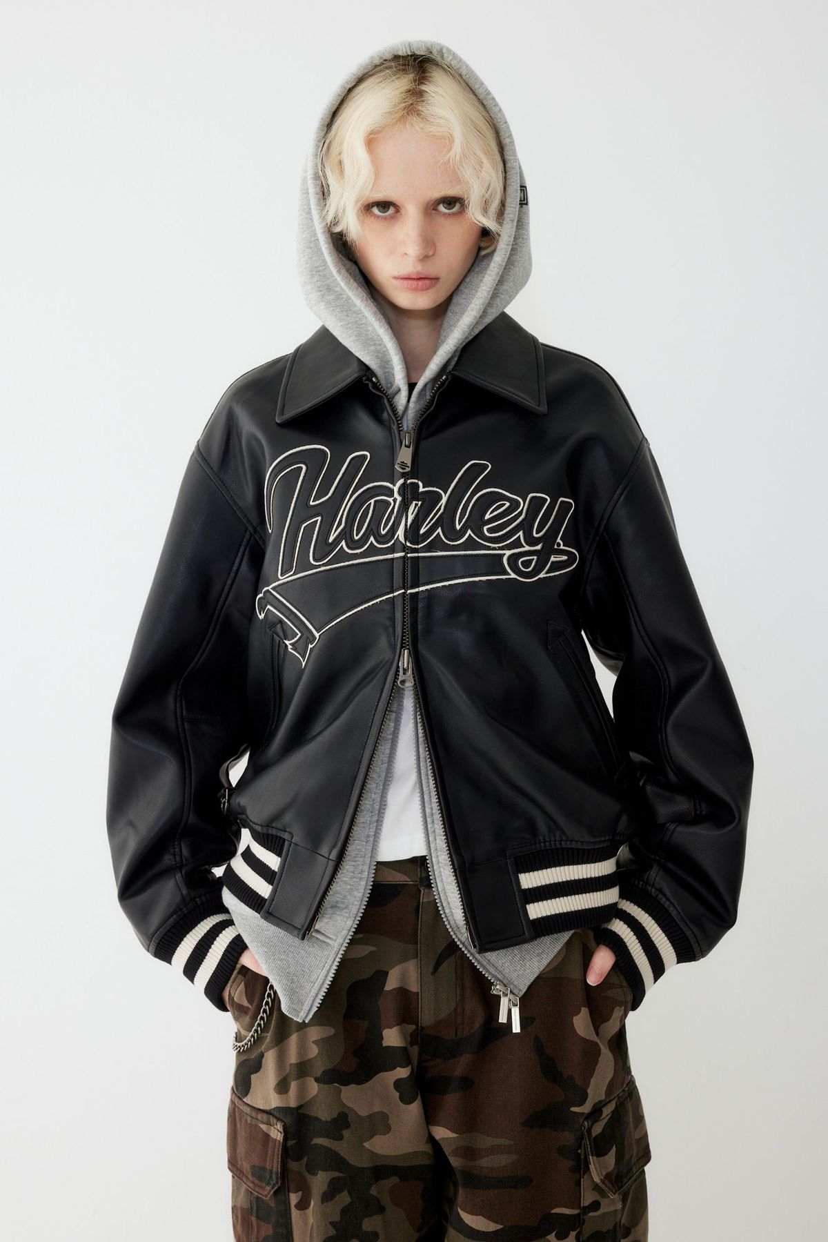 할리데이비슨 컬렉션스®(HARLEY-DAVIDSON COLLECTIONS®) SYNTHETIC LEATHER 블루종 블랙 HH15301001