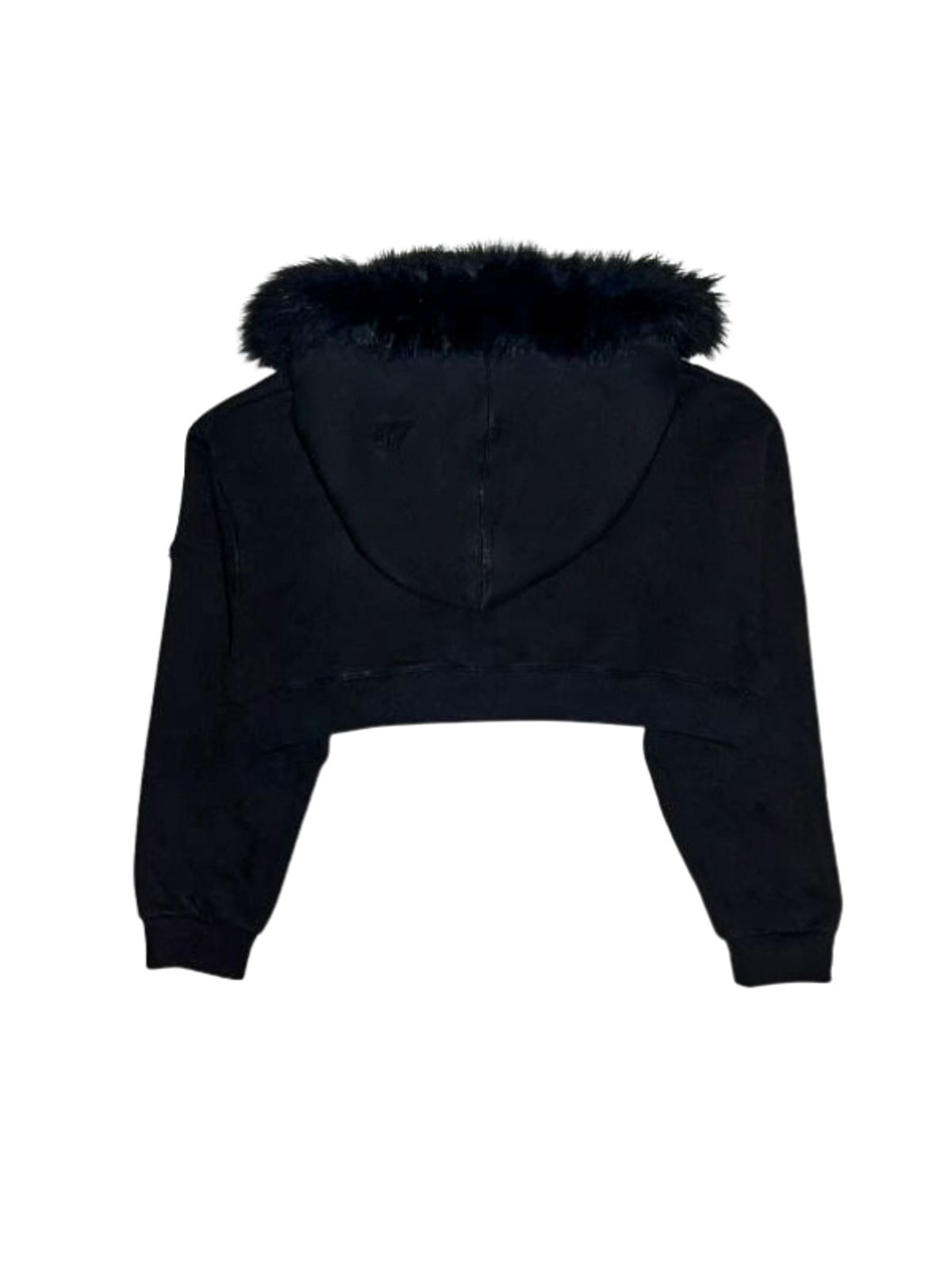 스모크어스타(SMOKEASTAR) Destroyed Fur Half Crimson Hoodie (BLACK)