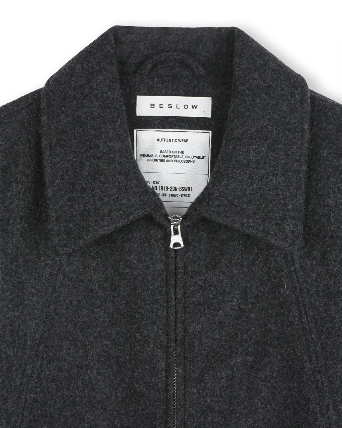 비슬로우(BESLOW) WOOL WIDE COLLAR HARRINGTON JACKET MELANGE CHARCOAL