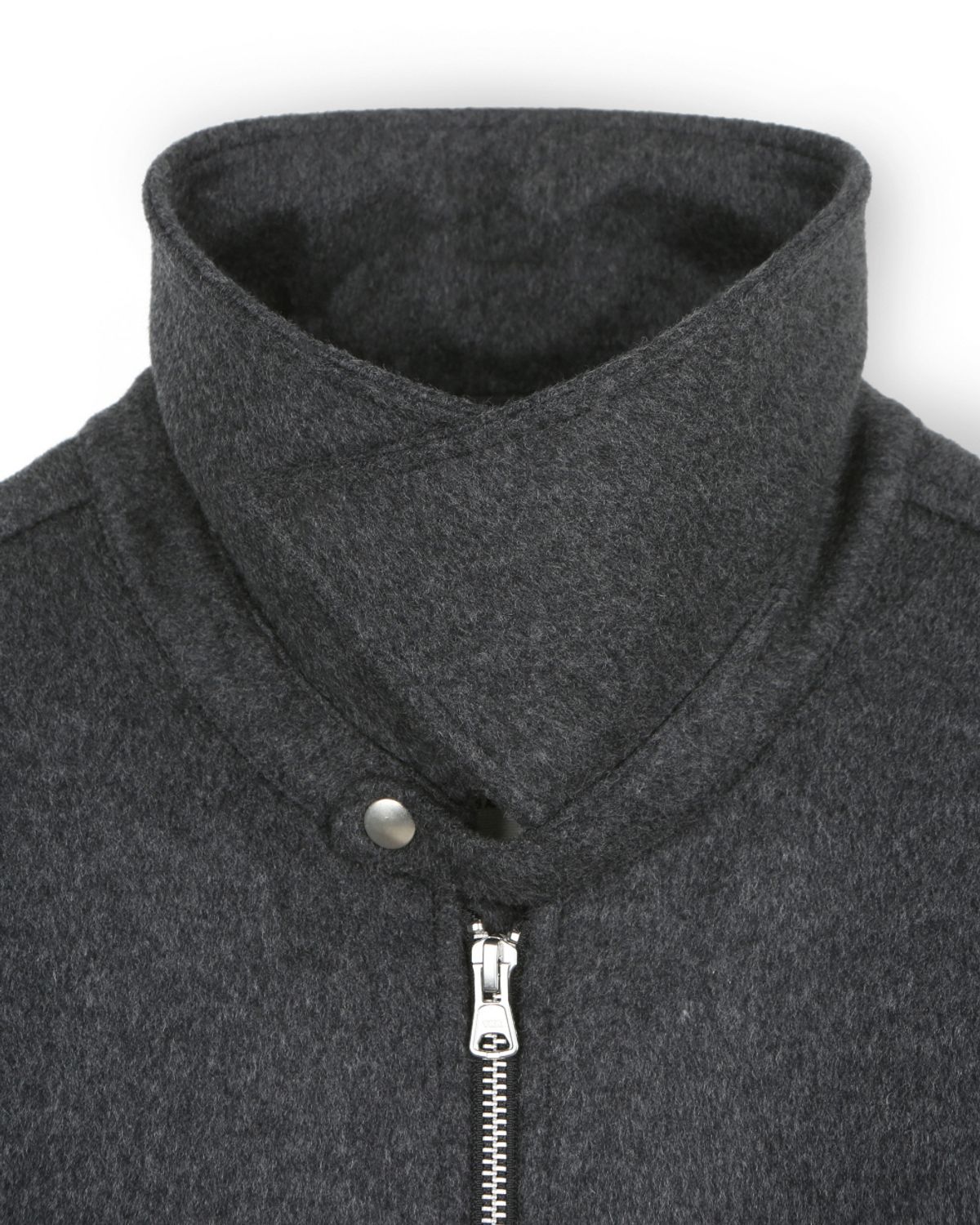 비슬로우(BESLOW) CASHMERE MILITARY ZIP-UP JACKET MELANGE CHARCOAL