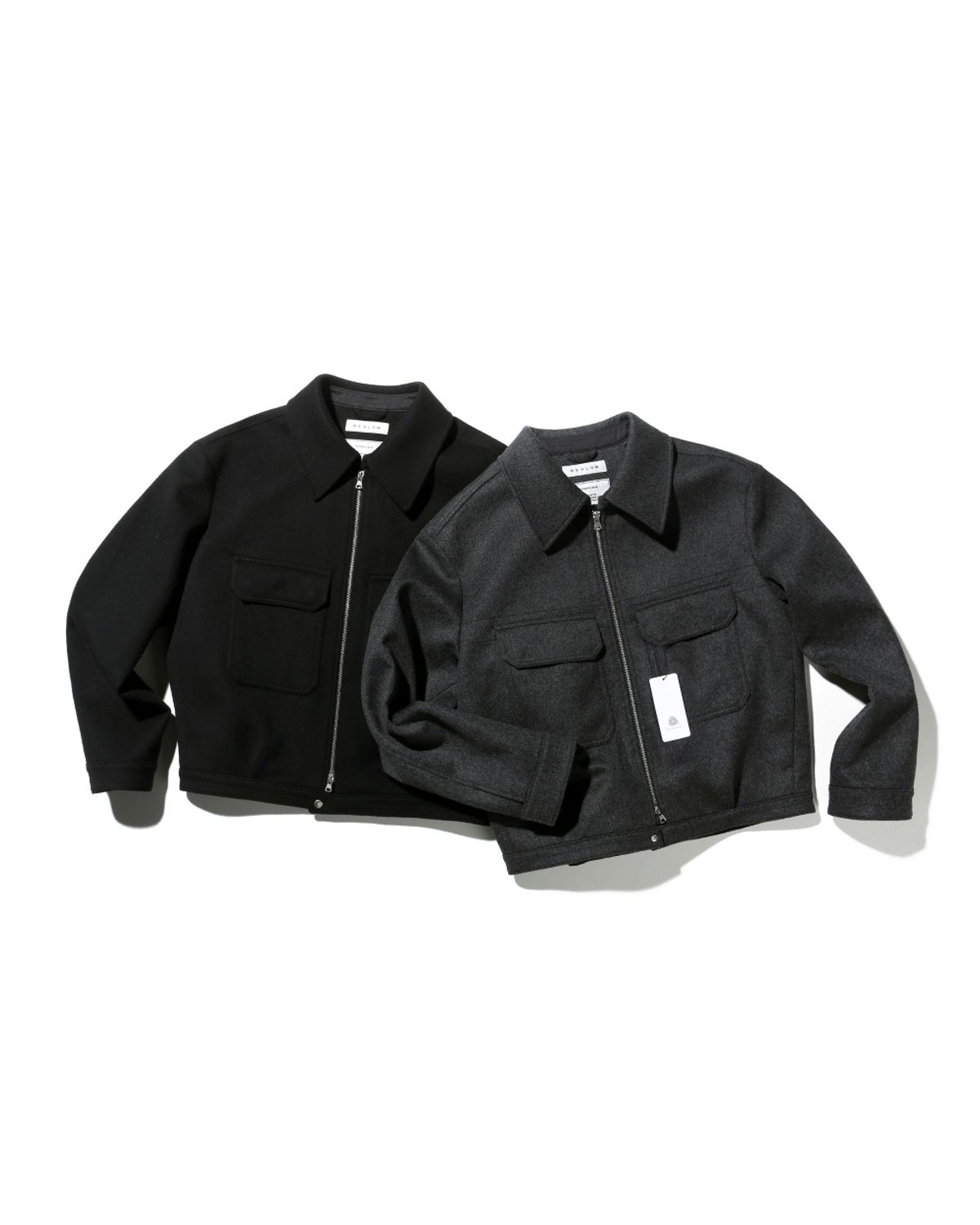 비슬로우(BESLOW) CASHMERE MILITARY ZIP-UP JACKET MELANGE CHARCOAL