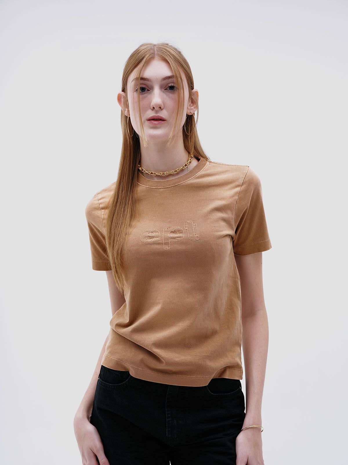 이피티(EPT) CLASSIC LOGO WASHED T-SHIRT (BROWN)